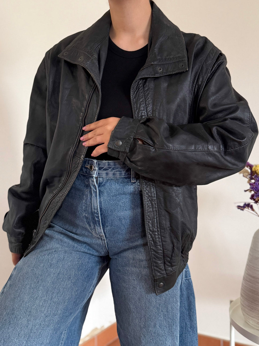 Vintage Bomber Leather Jacket