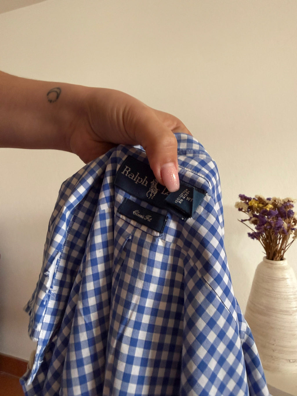 Ralph Lauren Shirt Classic Fit Plaid Blue 100% Cotton