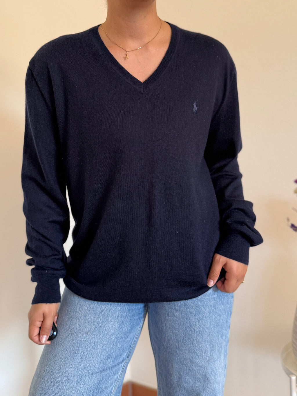 Ralph Lauren V-Neck Knit 100% Lã