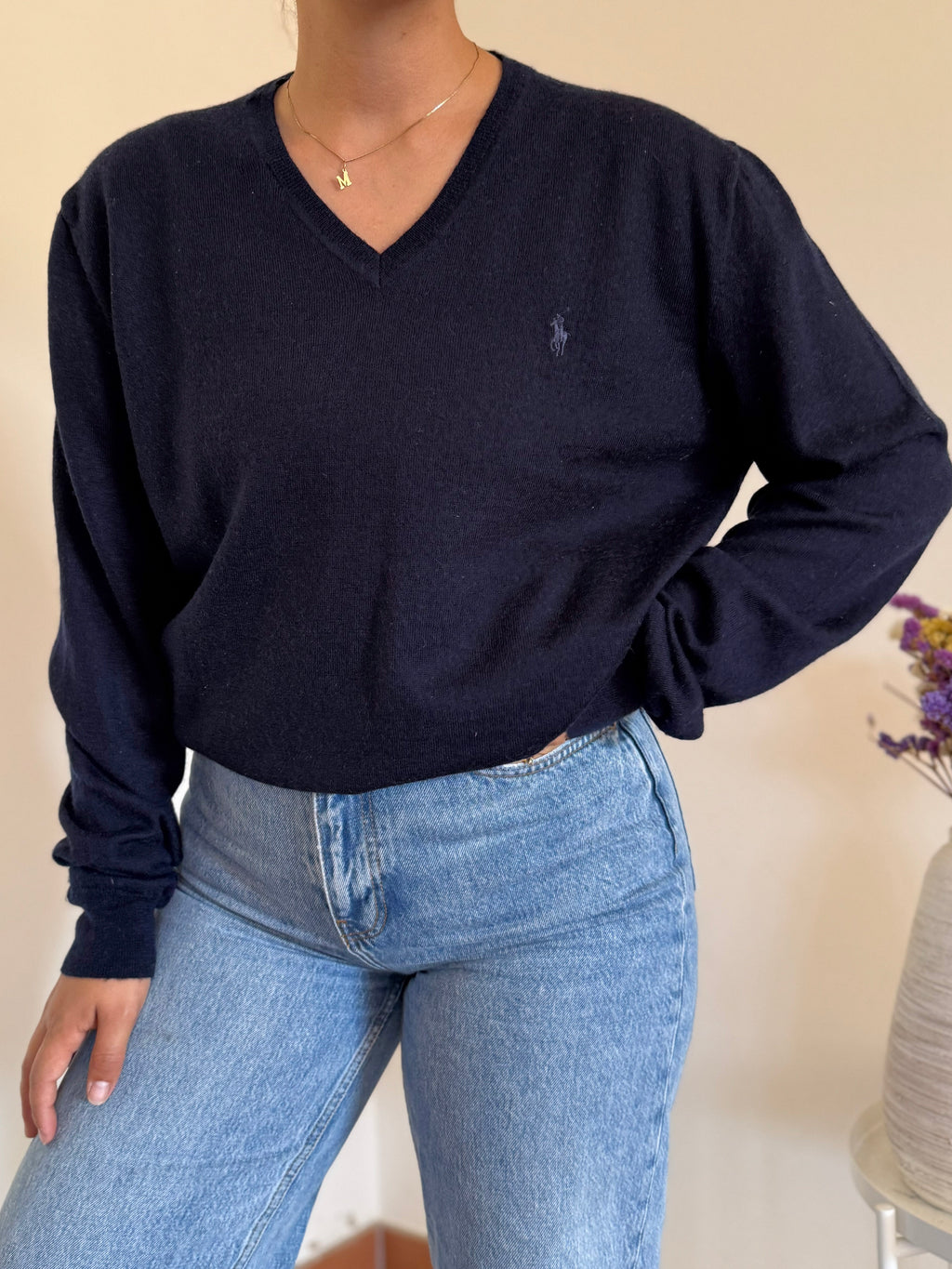 Ralph Lauren V-Neck Knit 100% Lã