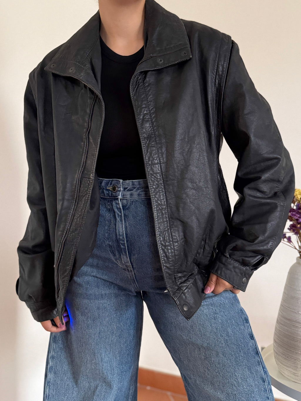 Vintage Bomber Leather Jacket