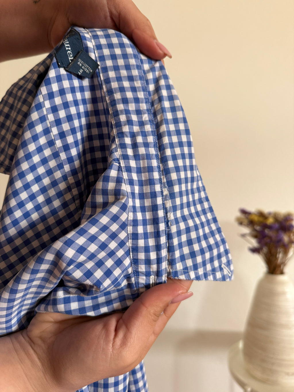 Ralph Lauren Shirt Classic Fit Plaid Blue 100% Cotton