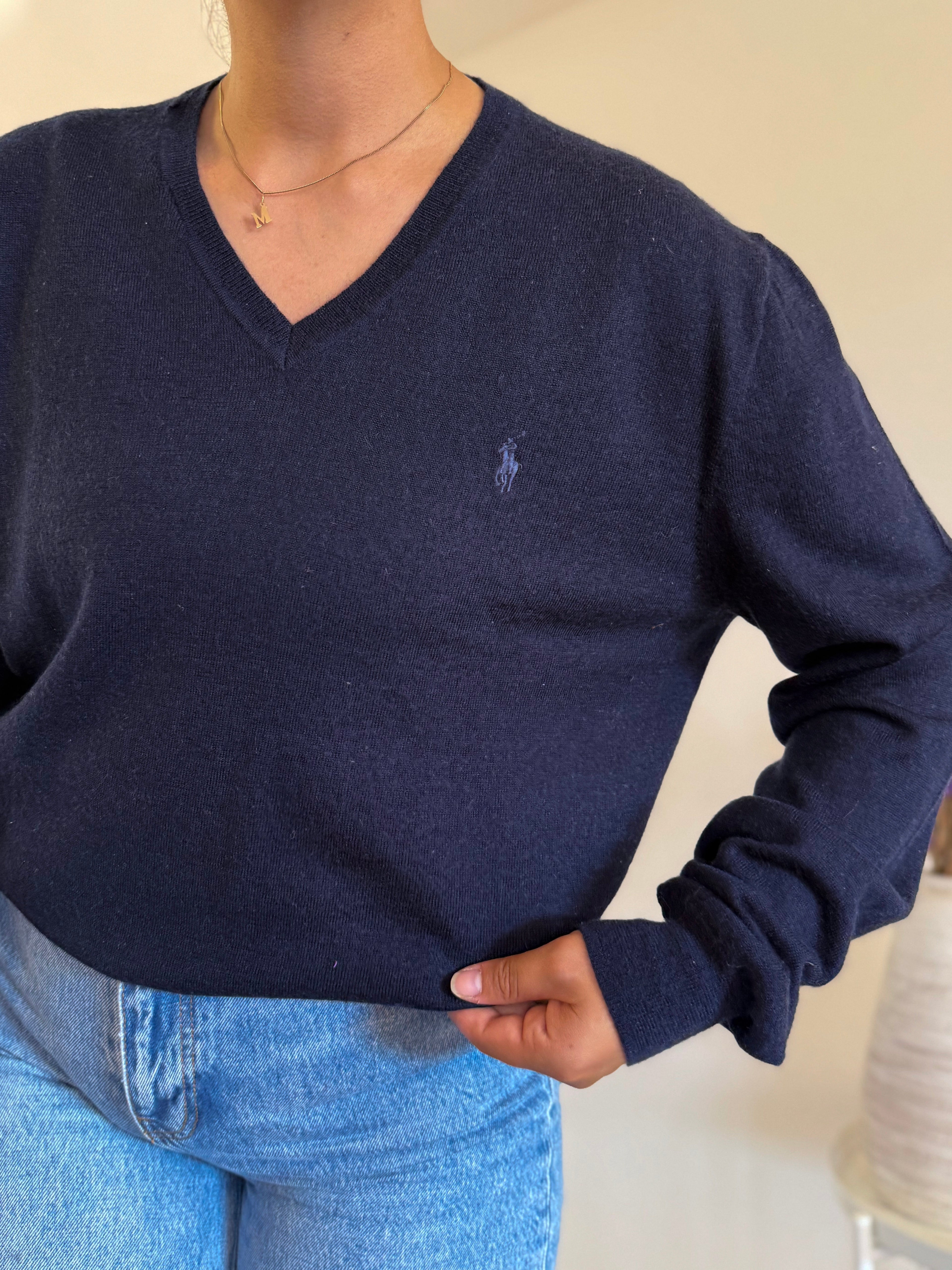 Ralph Lauren V-Neck Knit 100% Lã