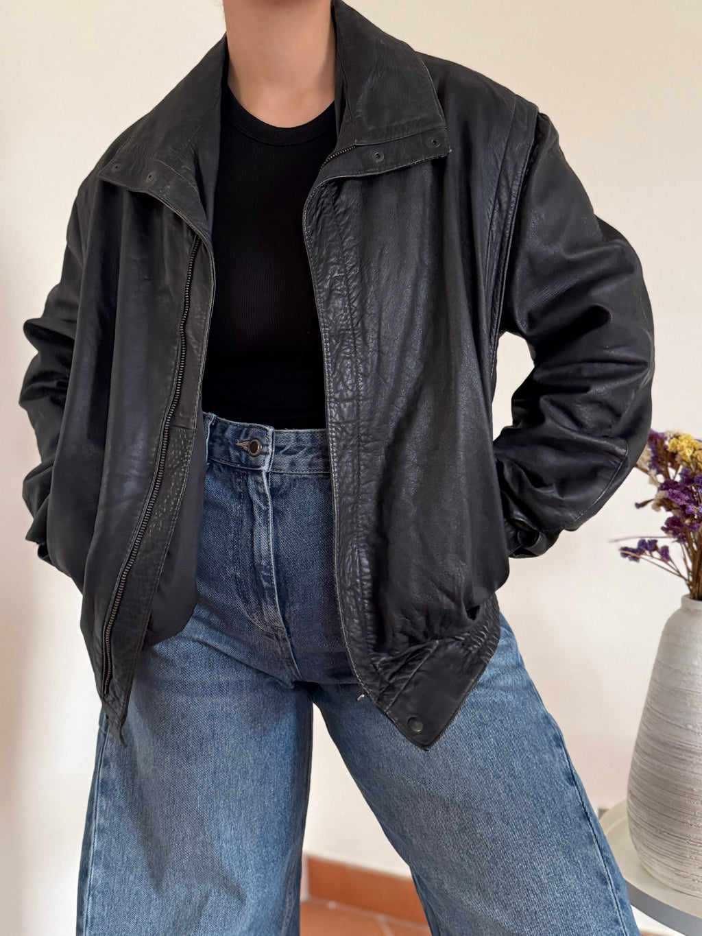 Vintage Bomber Leather Jacket