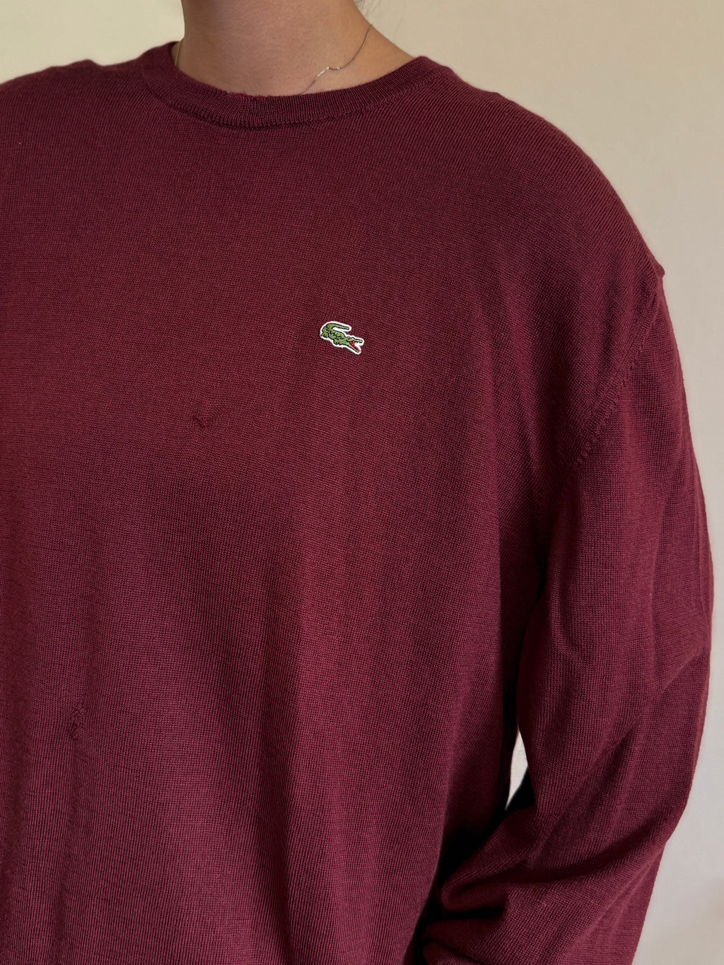 Lacoste Round Neck Knit Sweater 100% Wool