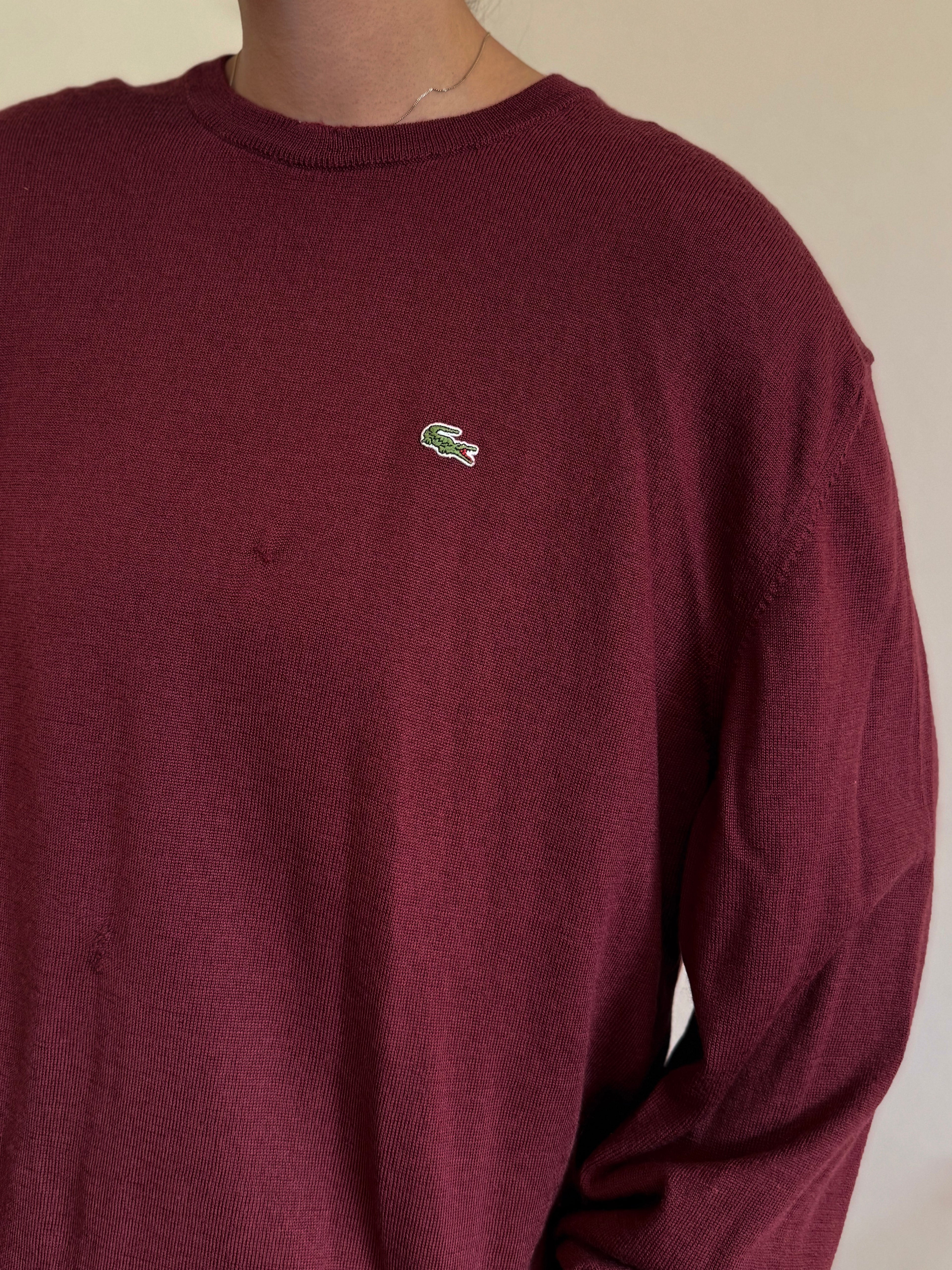 Lacoste Round Neck Knit Sweater 100% Wool