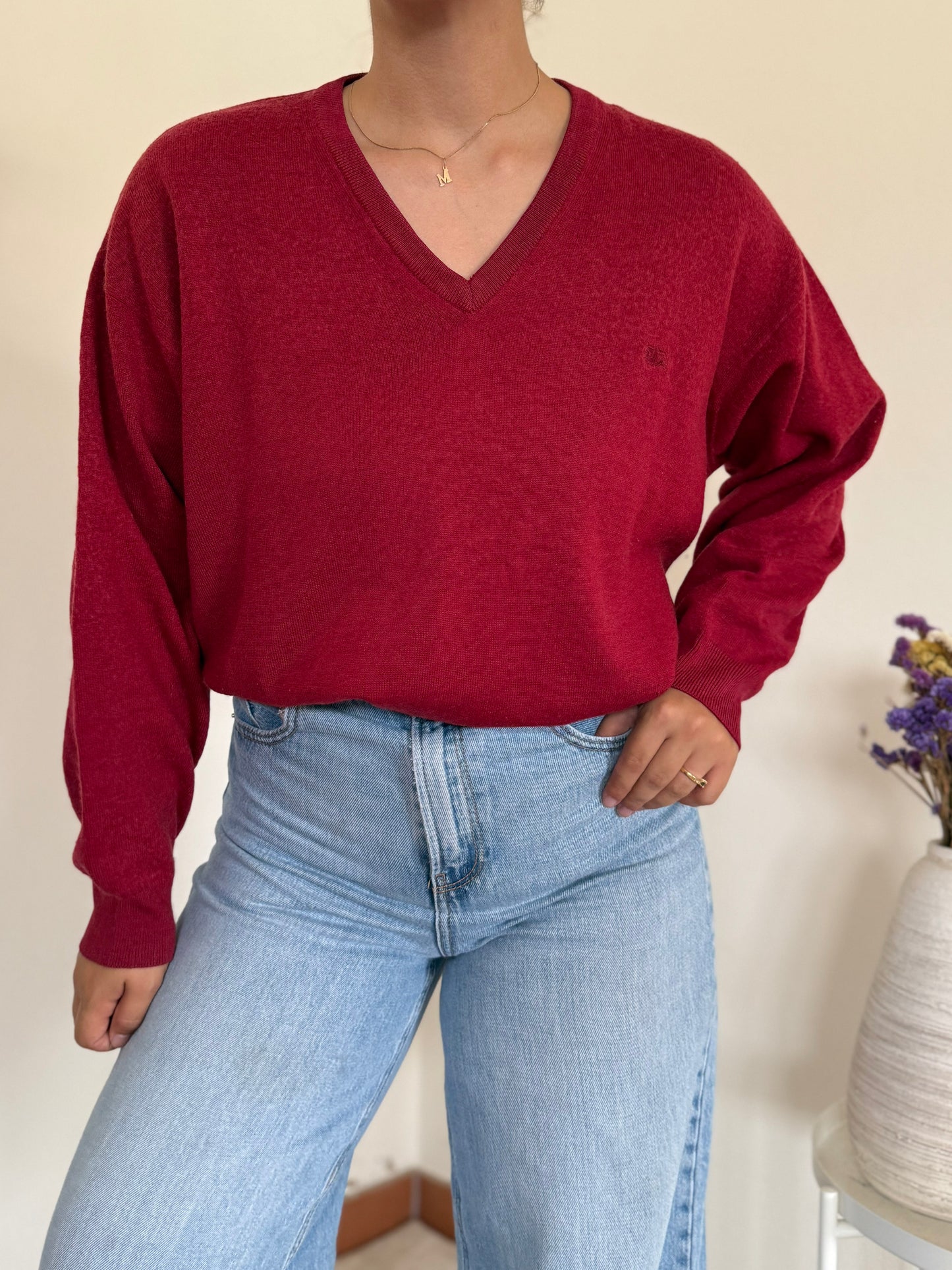 Burberry V-neck Knit Sweater