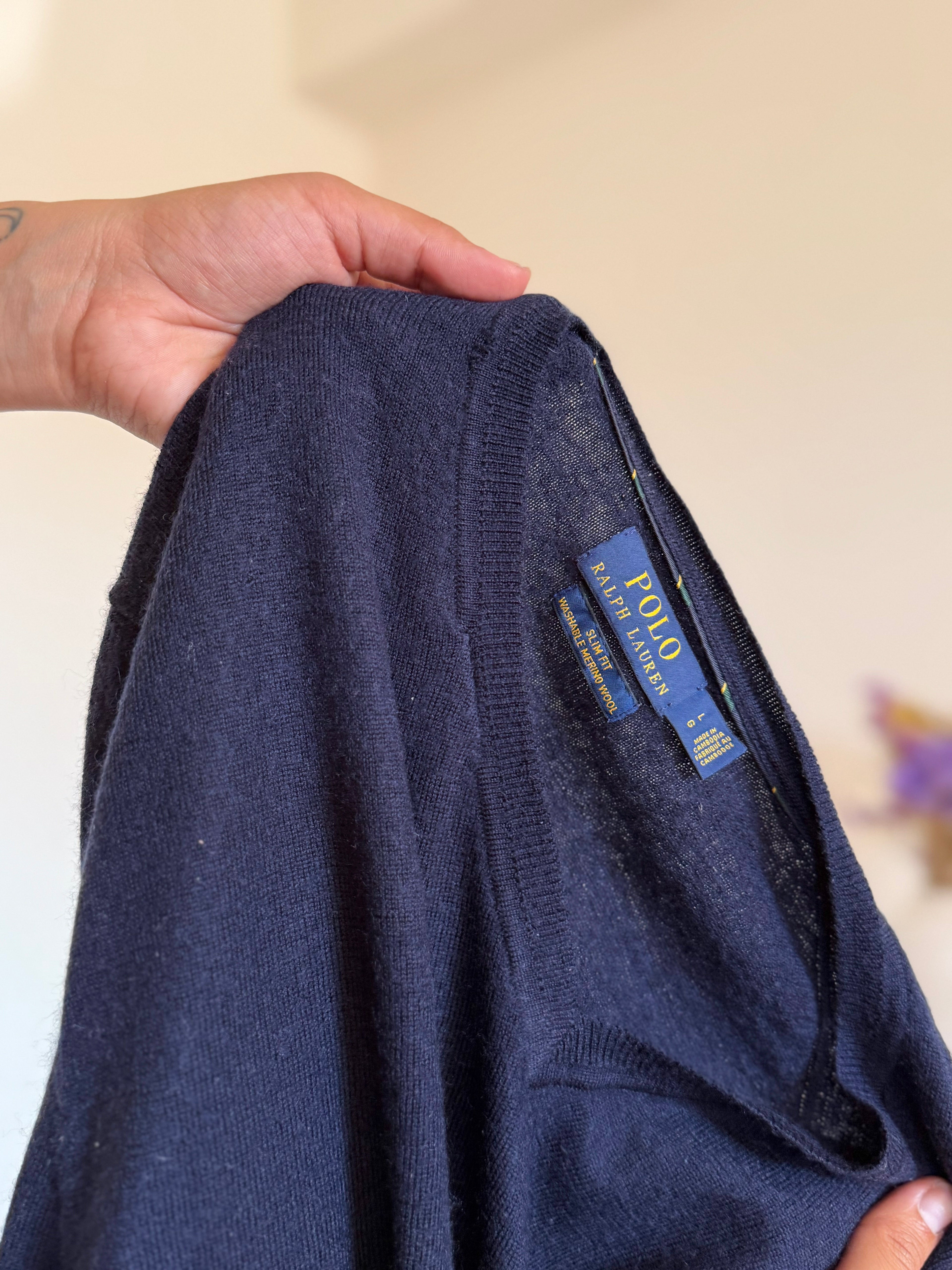 Ralph Lauren V-Neck Knit 100% Lã