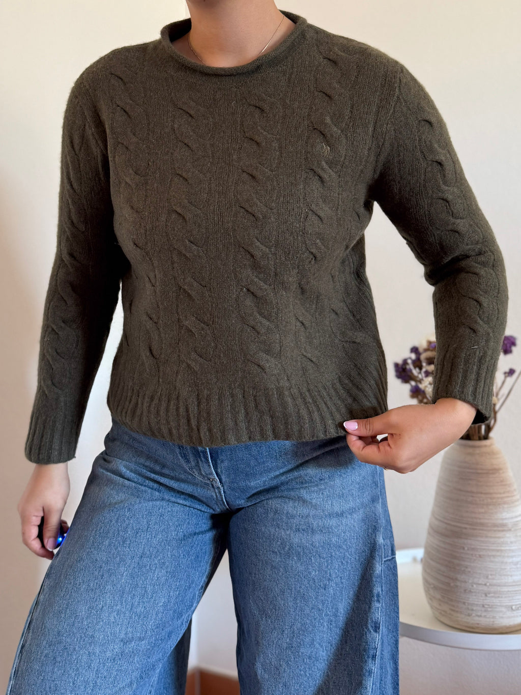 Ralph Lauren Cable Knit Round Neck Wool Sweater