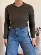 Ralph Lauren Cable Knit Round Neck Wool Sweater