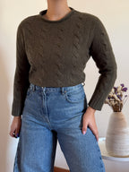 Ralph Lauren Cable Knit Round Neck Wool Sweater