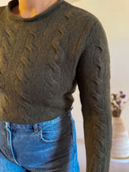 Ralph Lauren Cable Knit Round Neck Wool Sweater