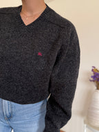 Burberry V-neck Knit Sweater 100% Wool