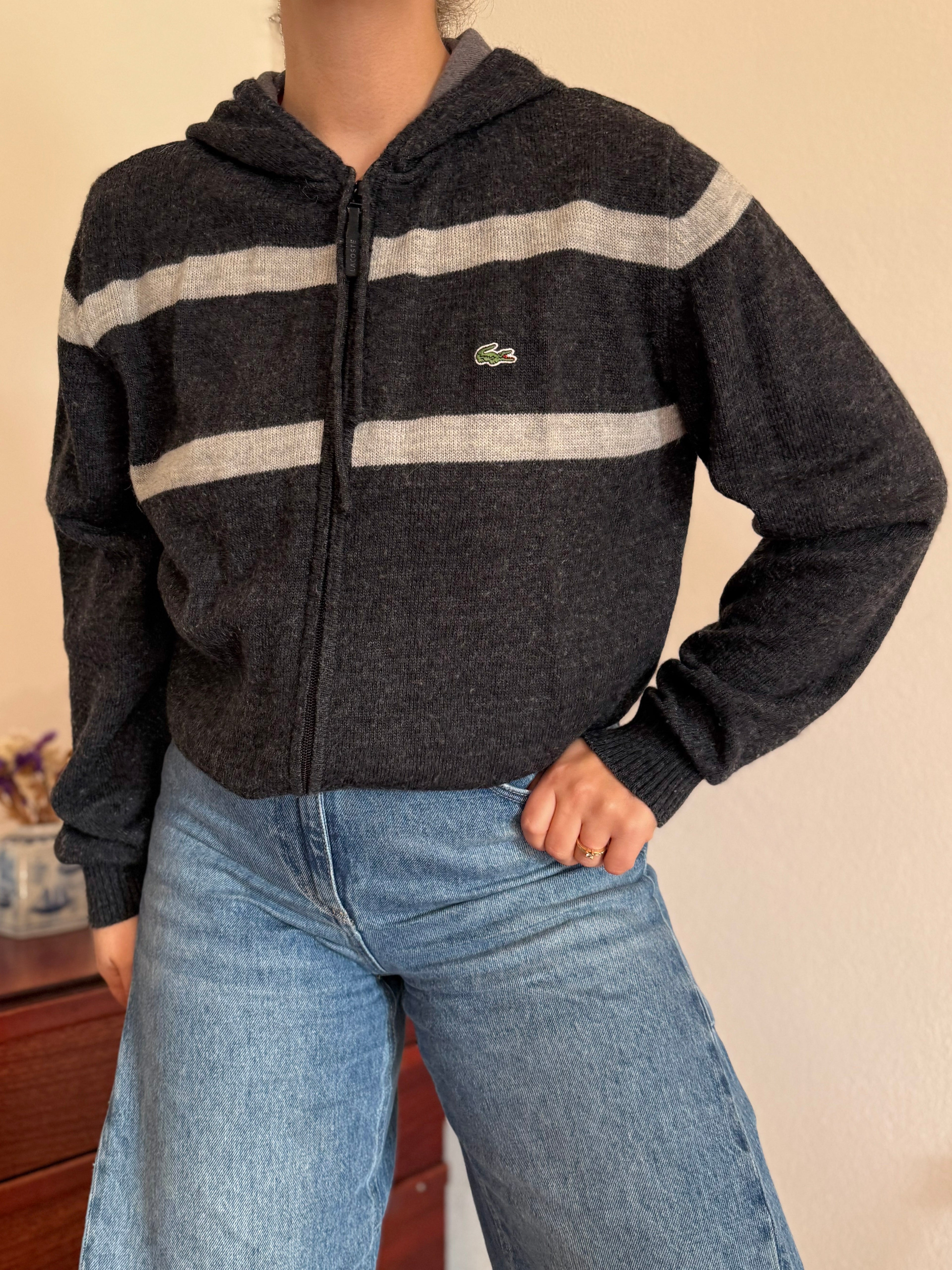 Lacoste Full Zip Knit Coat 50% Wool 10% Alpaca 40% Acrylic