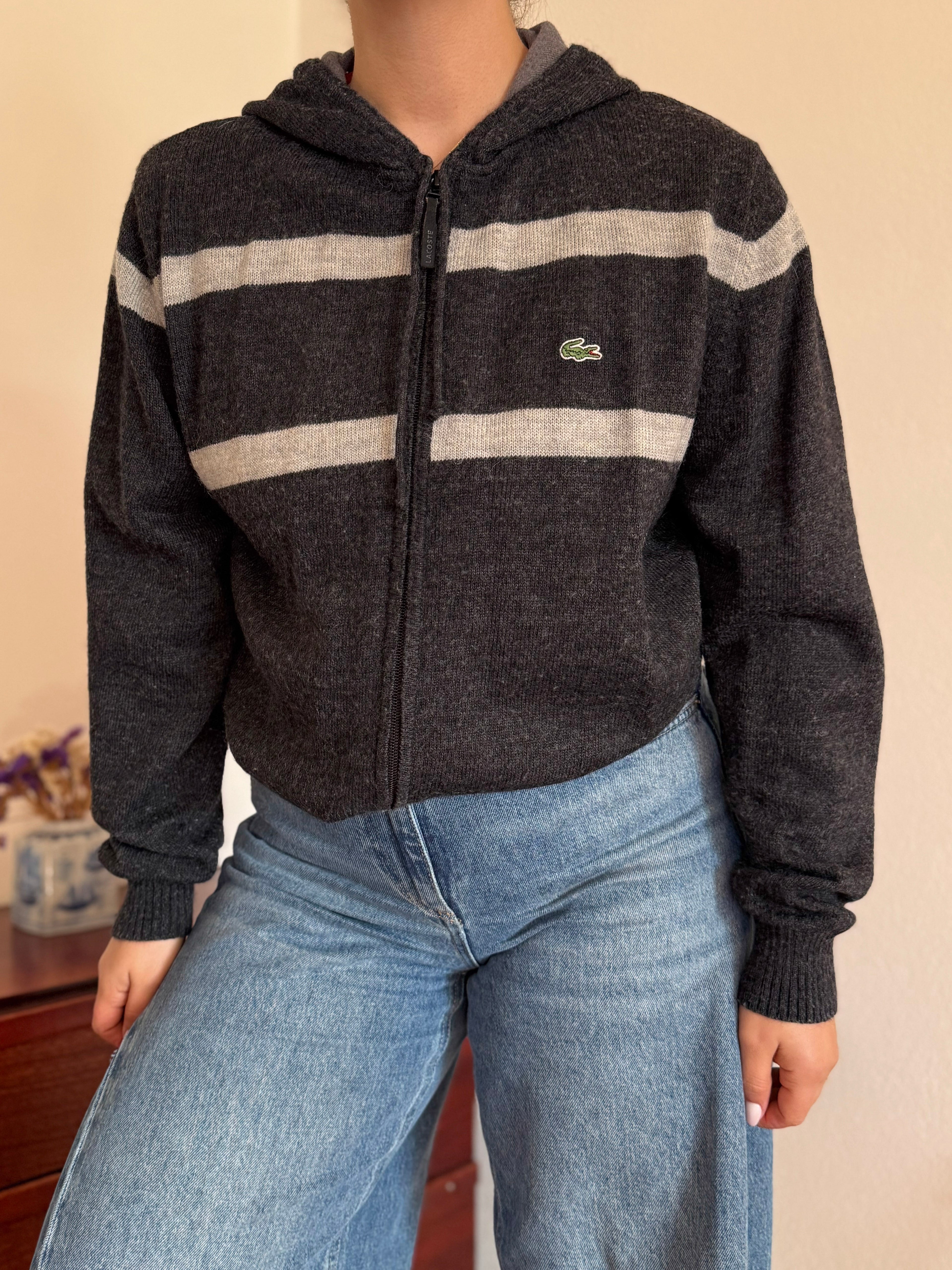 Lacoste Full Zip Knit Coat 50% Wool 10% Alpaca 40% Acrylic