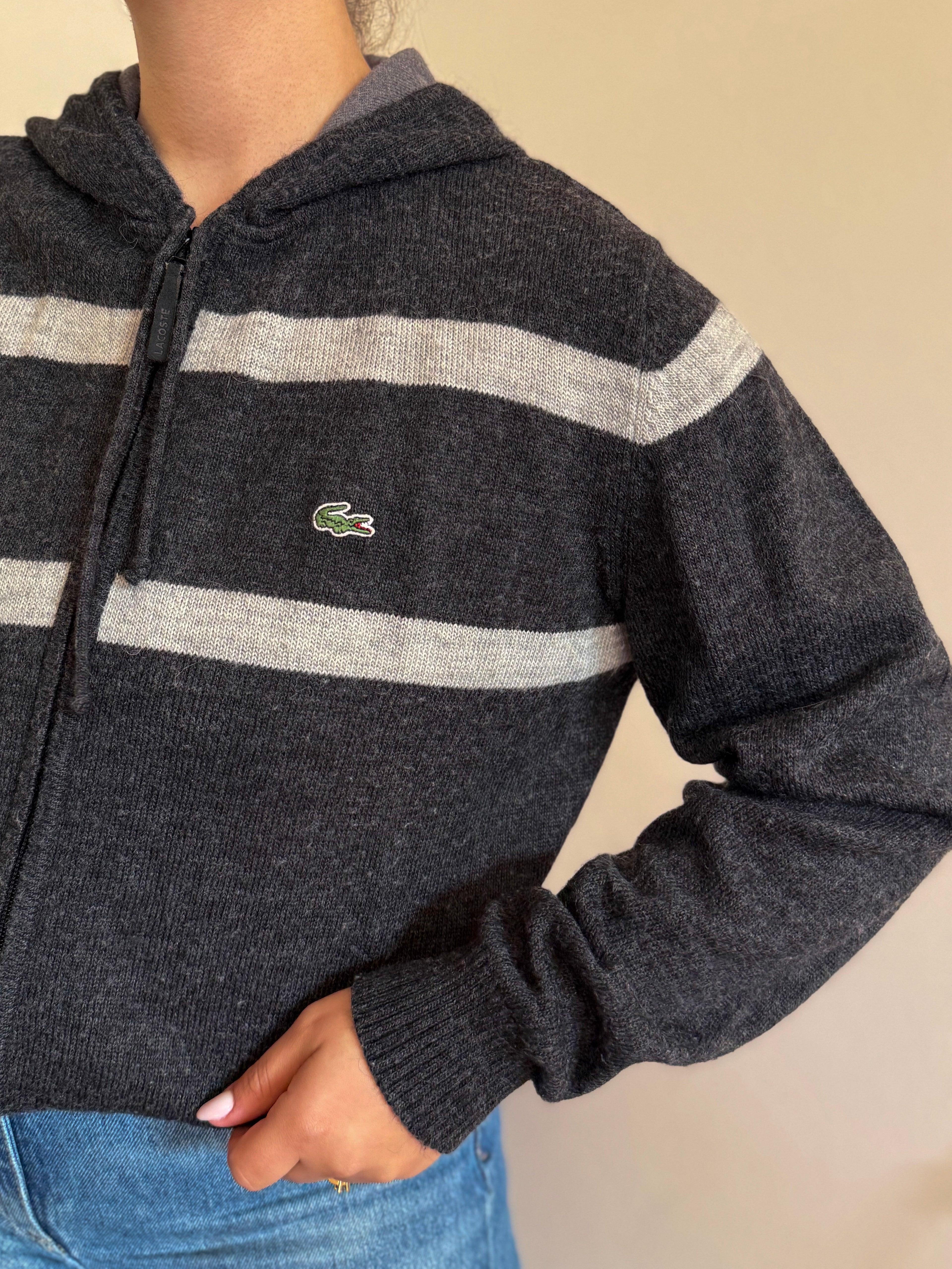 Lacoste Full Zip Knit Coat 50% Wool 10% Alpaca 40% Acrylic