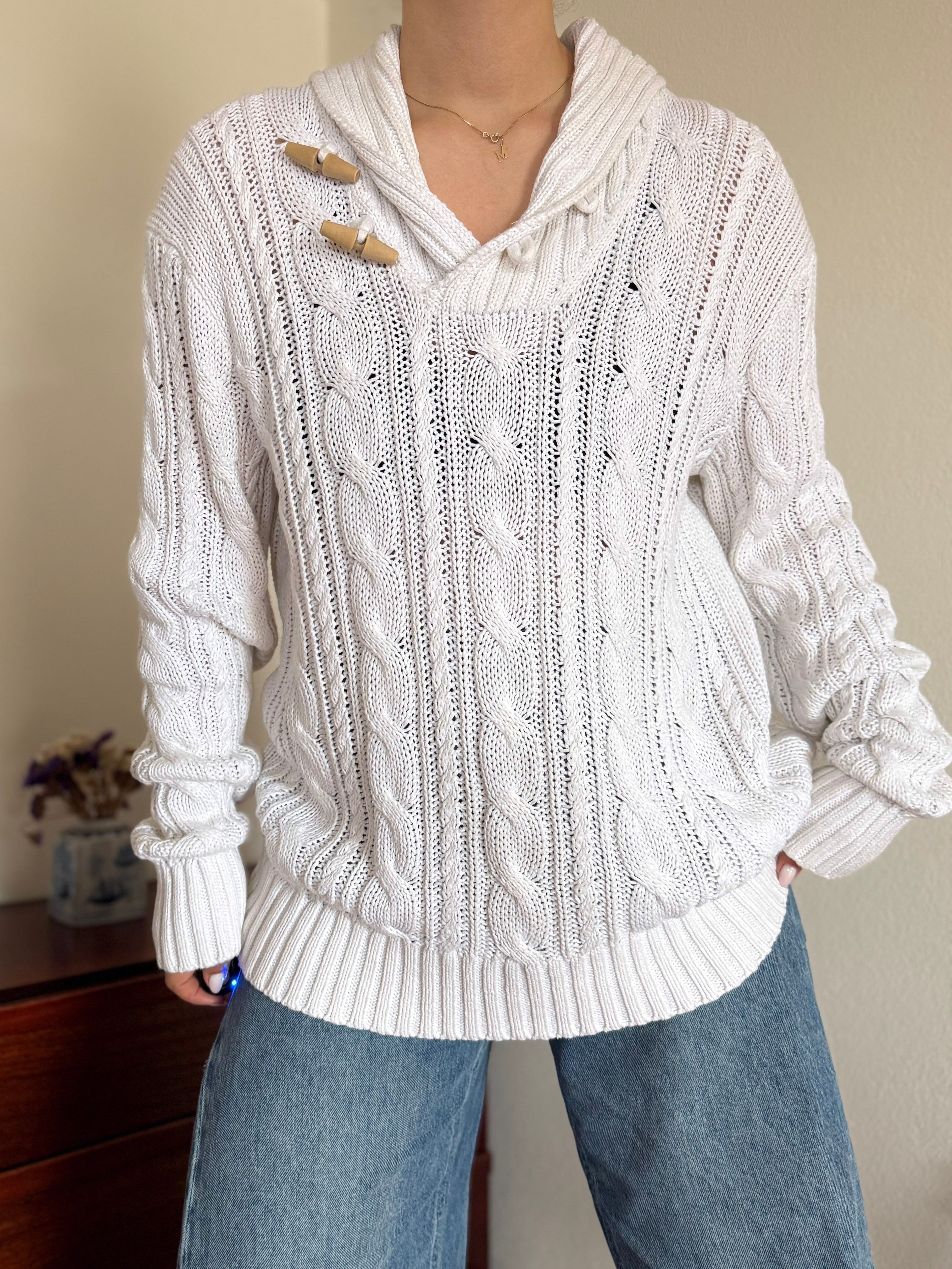 Polo Ralph Lauren White Cable Knit Sweater