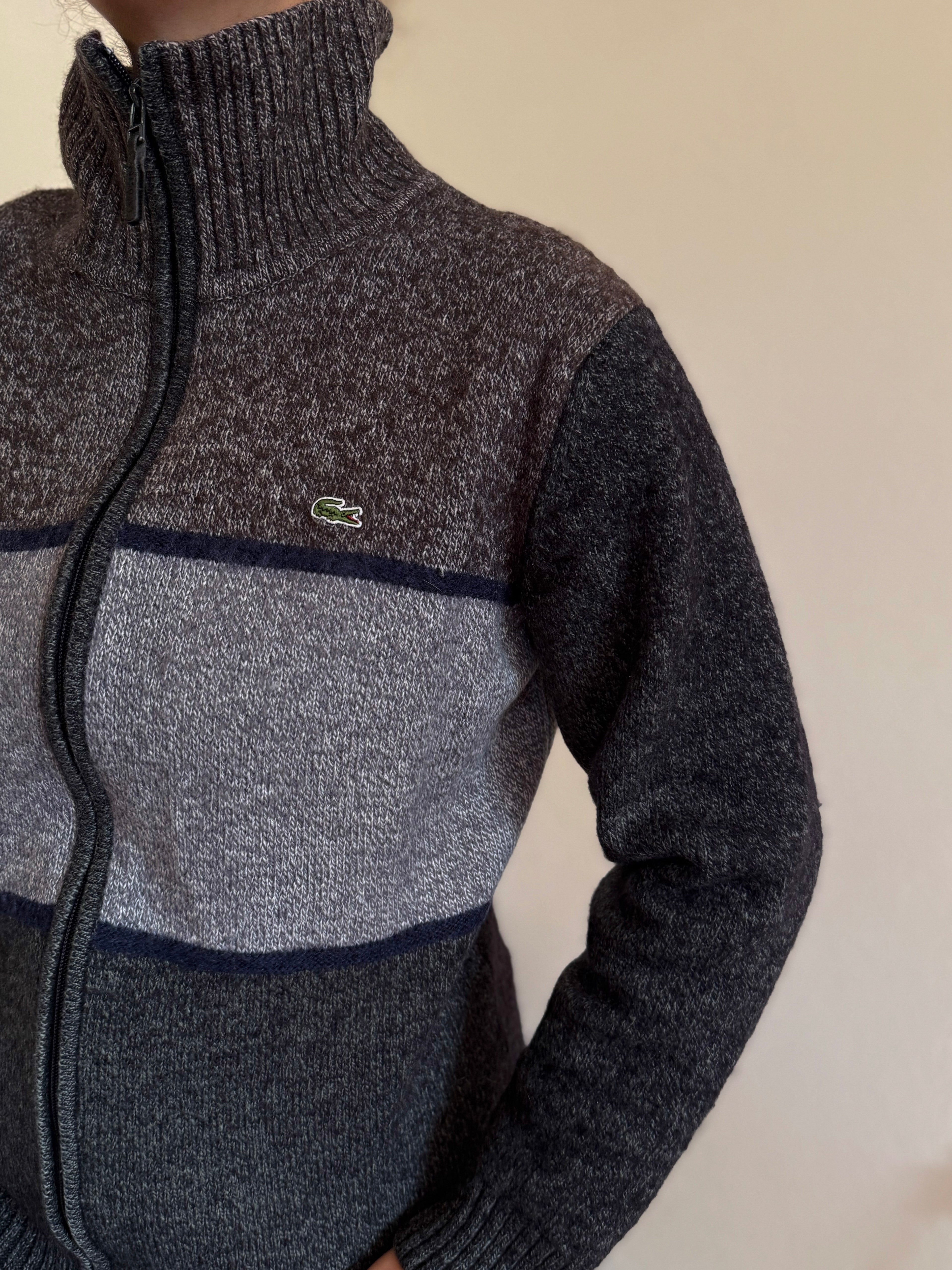 Lacoste Full Zip Knit Coat 50% Wool 50% Acrylic