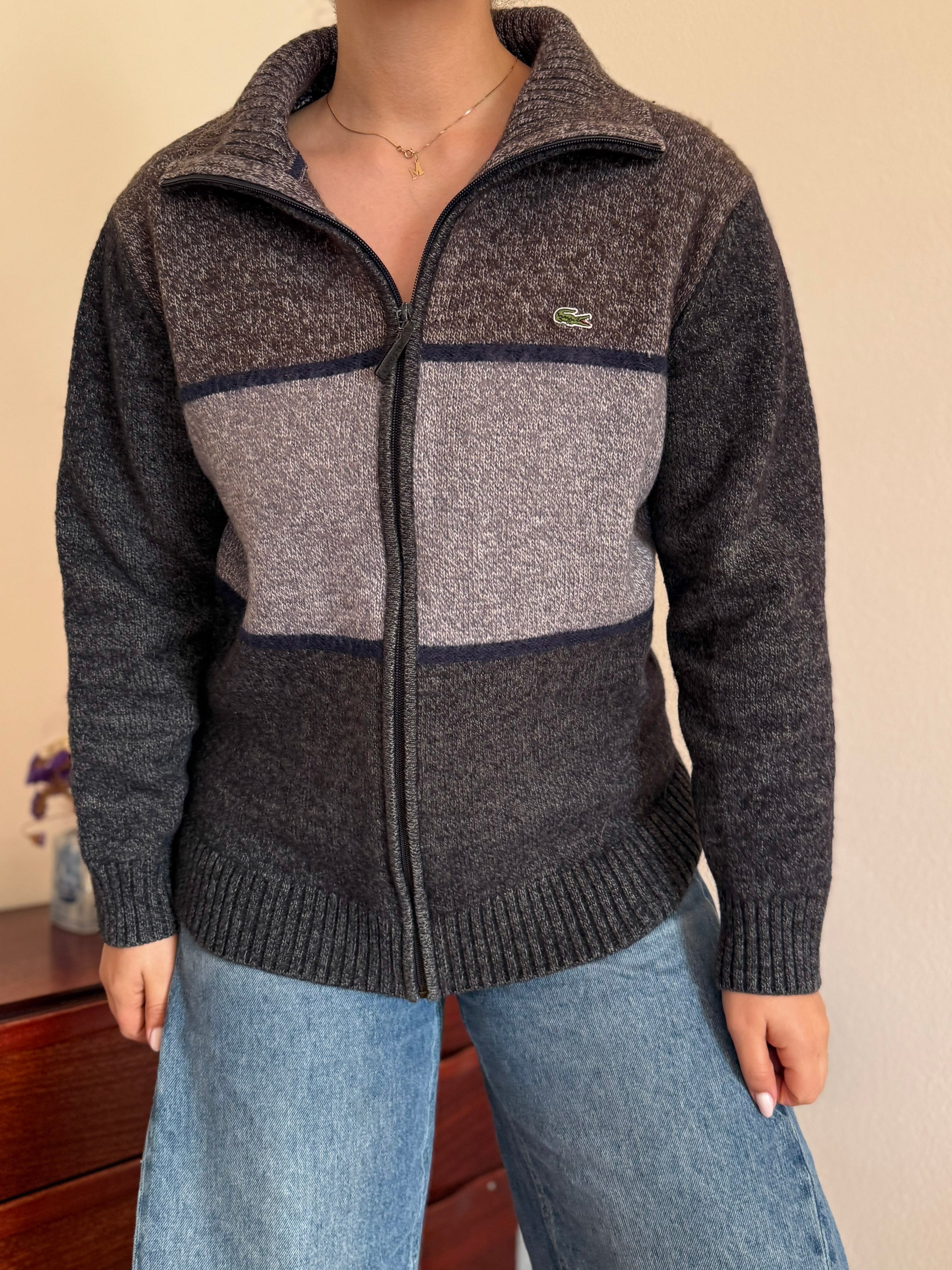 Lacoste Full Zip Knit Coat 50% Wool 50% Acrylic