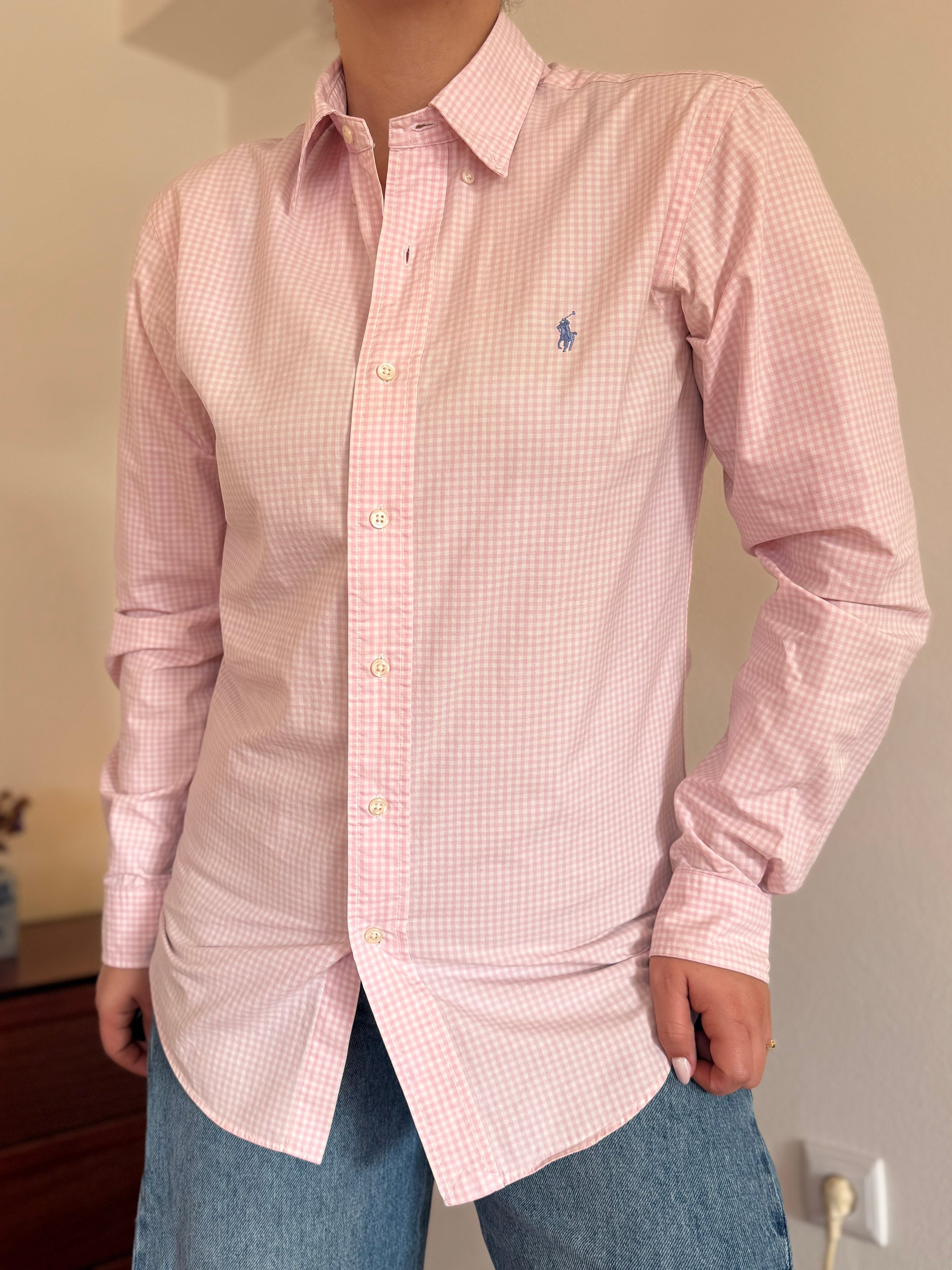 Polo Ralph Lauren Pink Plaid Shirt Costum Fit 100% Cotton