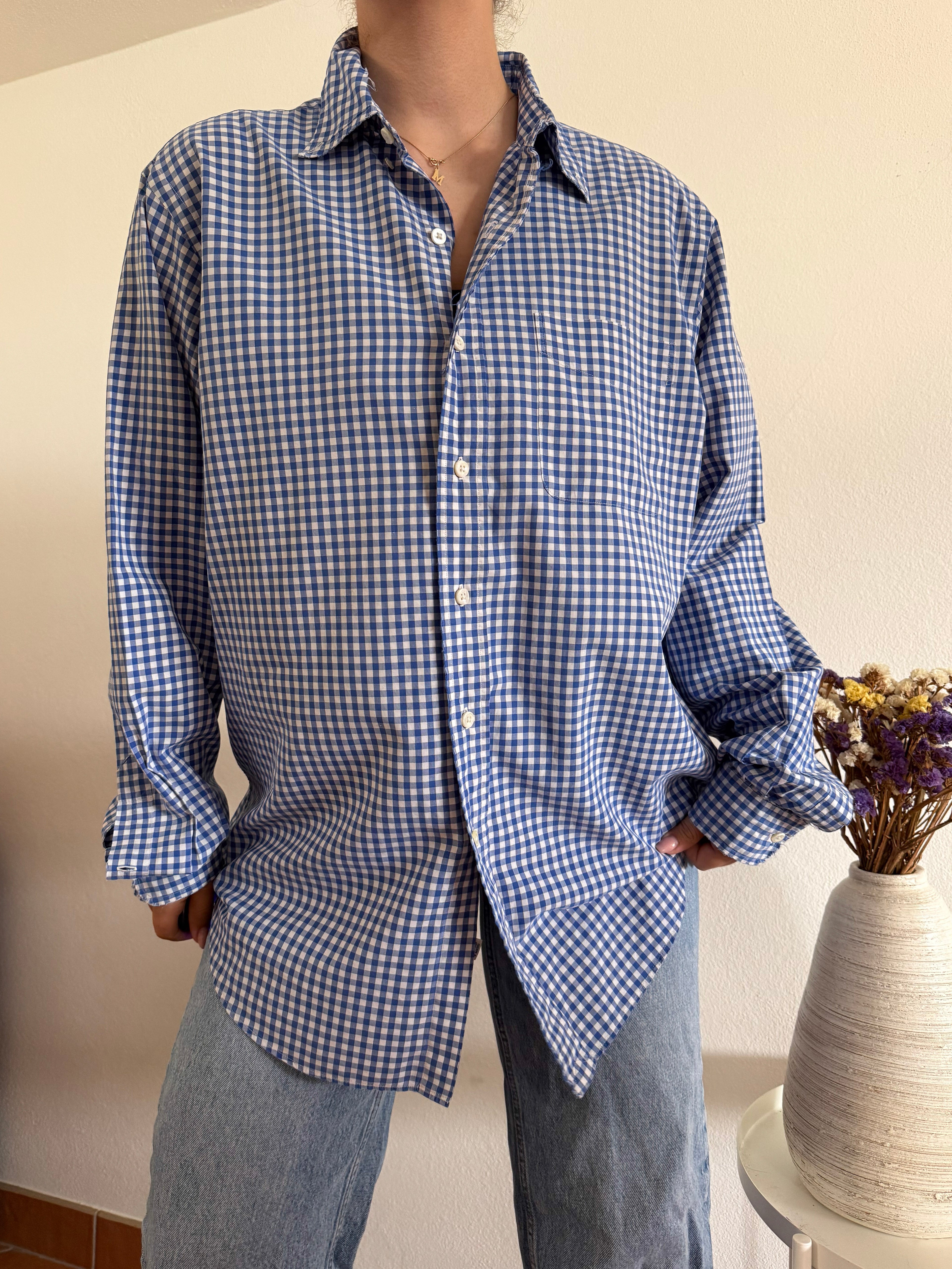 Ralph Lauren Shirt Classic Fit Plaid Blue 100% Cotton