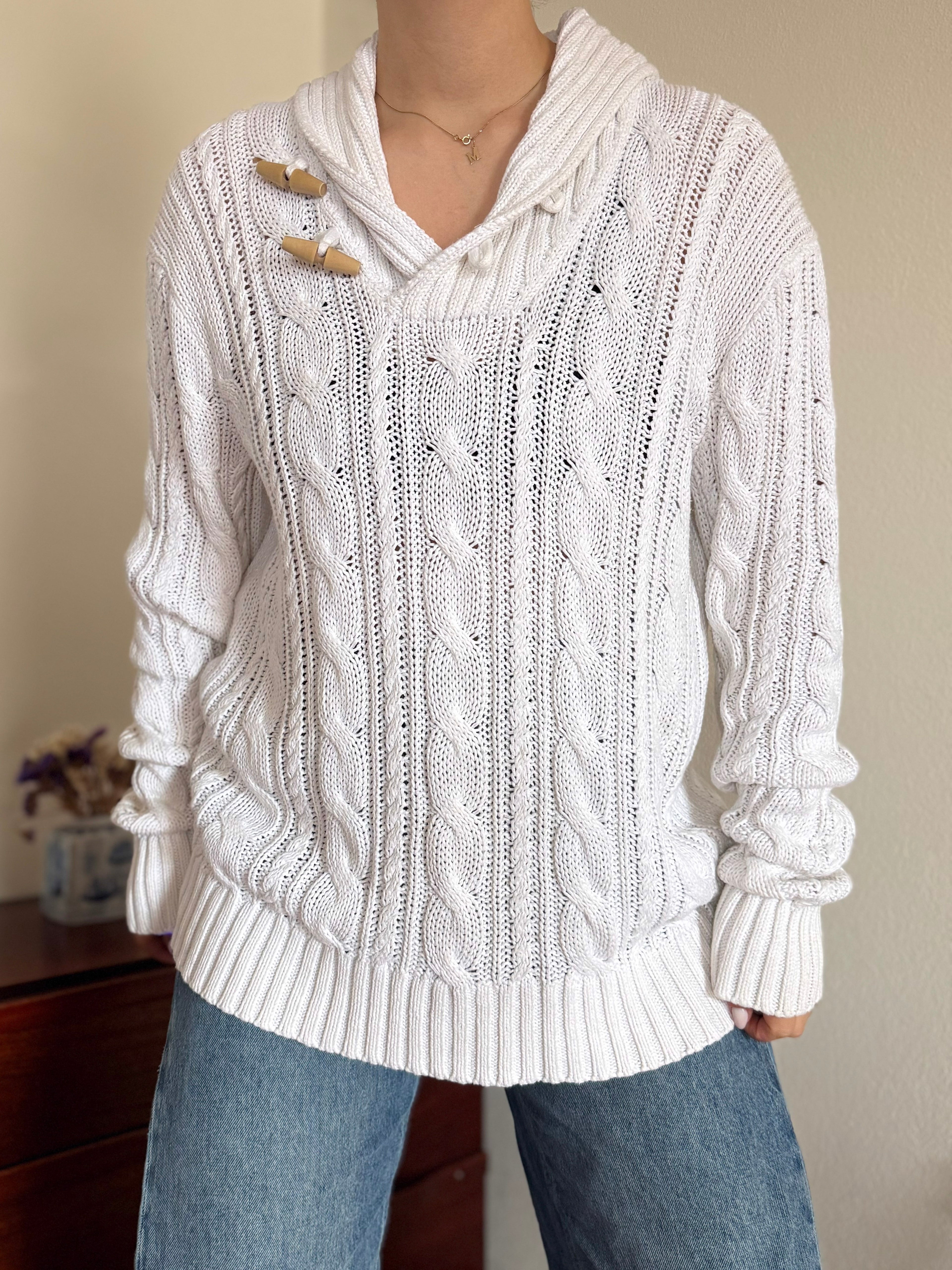 Polo Ralph Lauren White Cable Knit Sweater