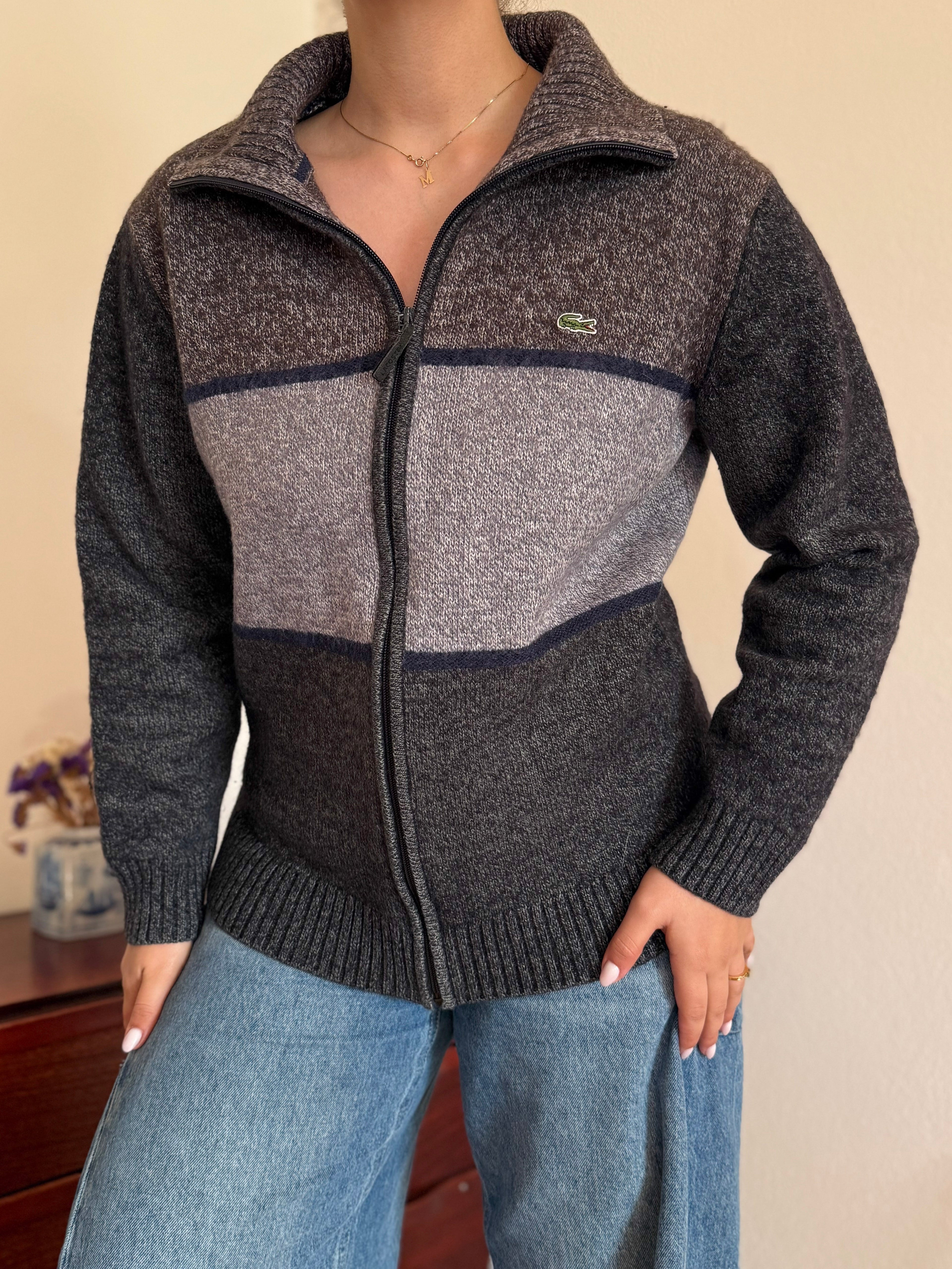 Lacoste Full Zip Knit Coat 50% Wool 50% Acrylic