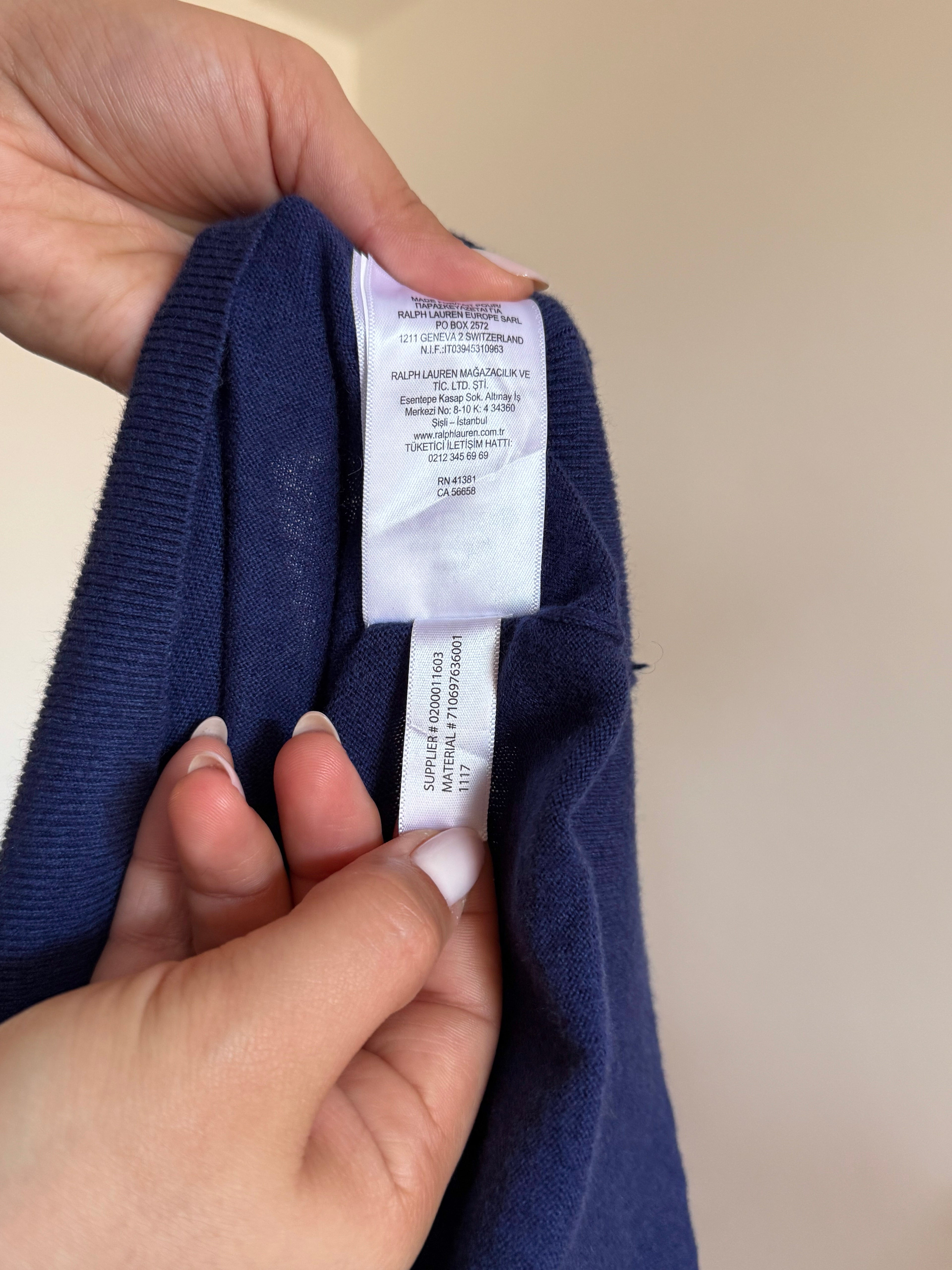 Polo Ralph Lauren Round Neck Sweater 85% Cotton 15% Cashmere