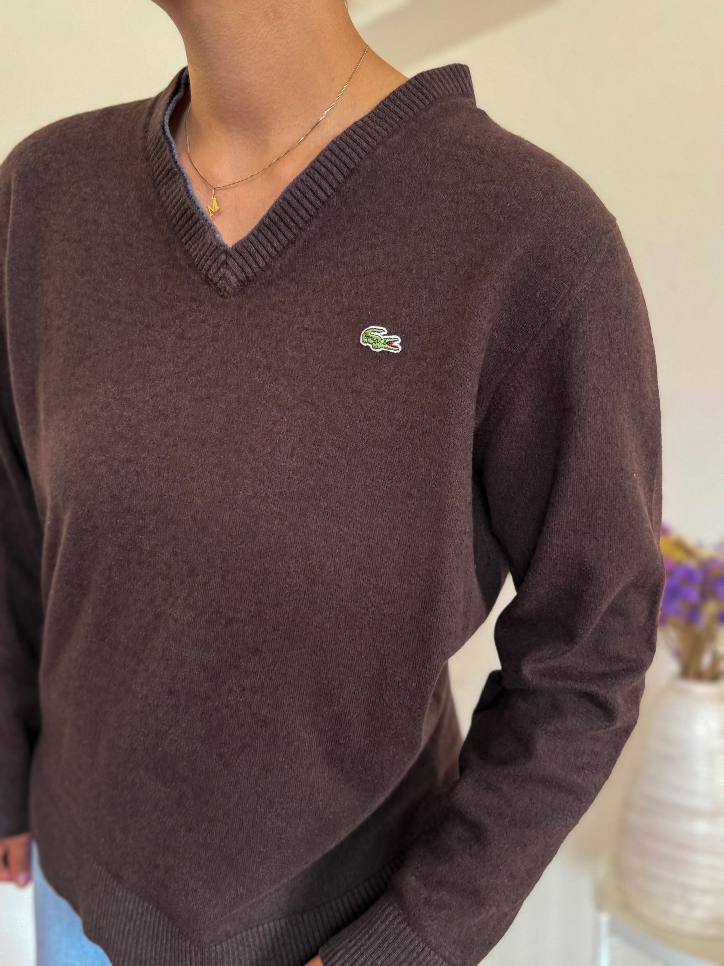 Lacoste V-Neck Knit Sweater 35% Wool