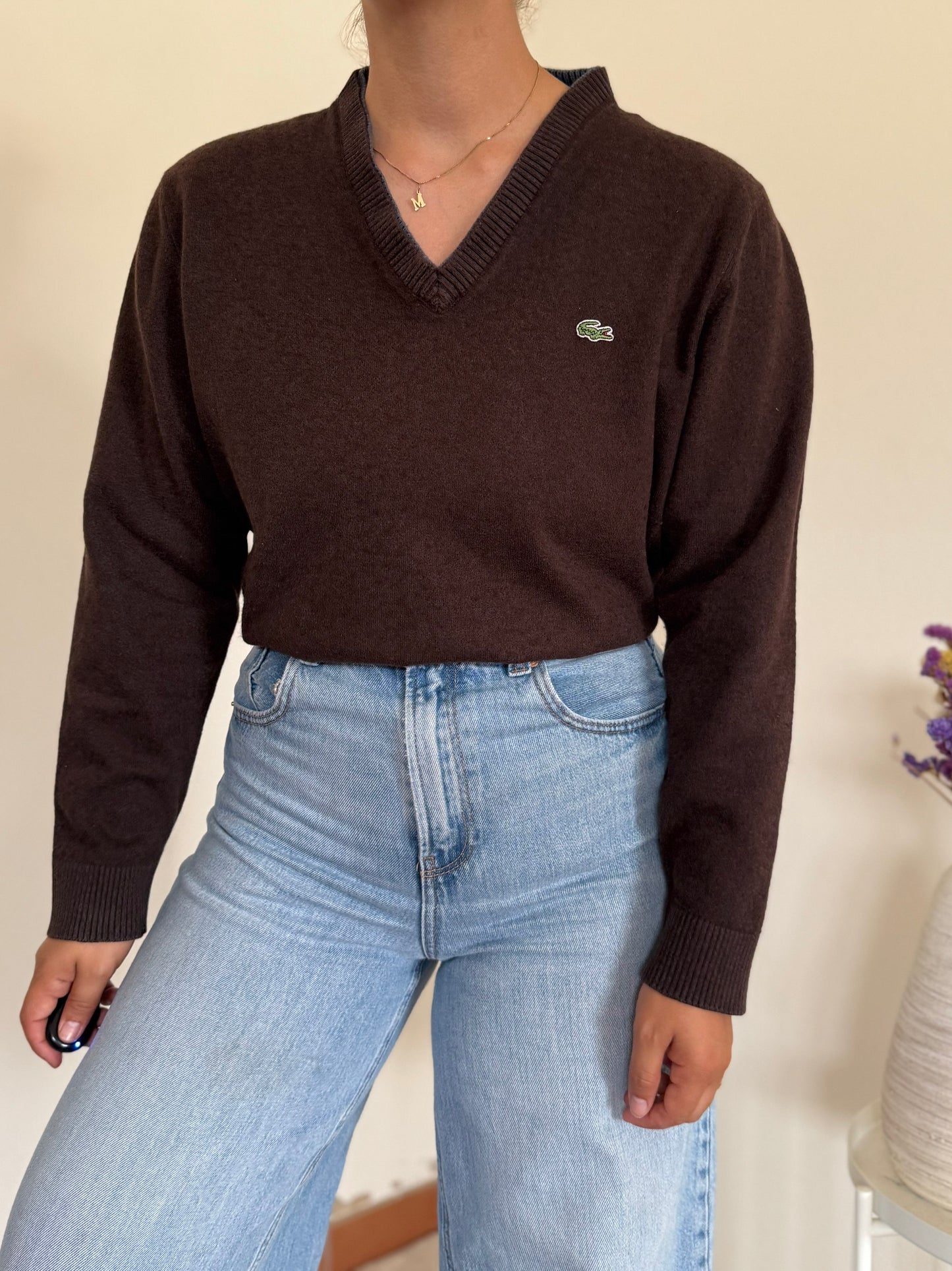 Lacoste V-Neck Knit Sweater 35% Wool
