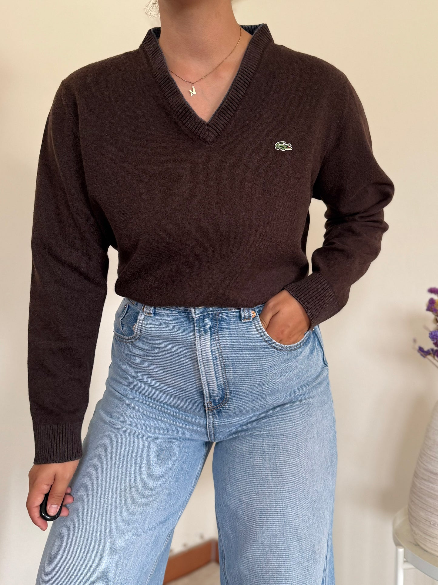 Lacoste V-Neck Knit Sweater 35% Wool