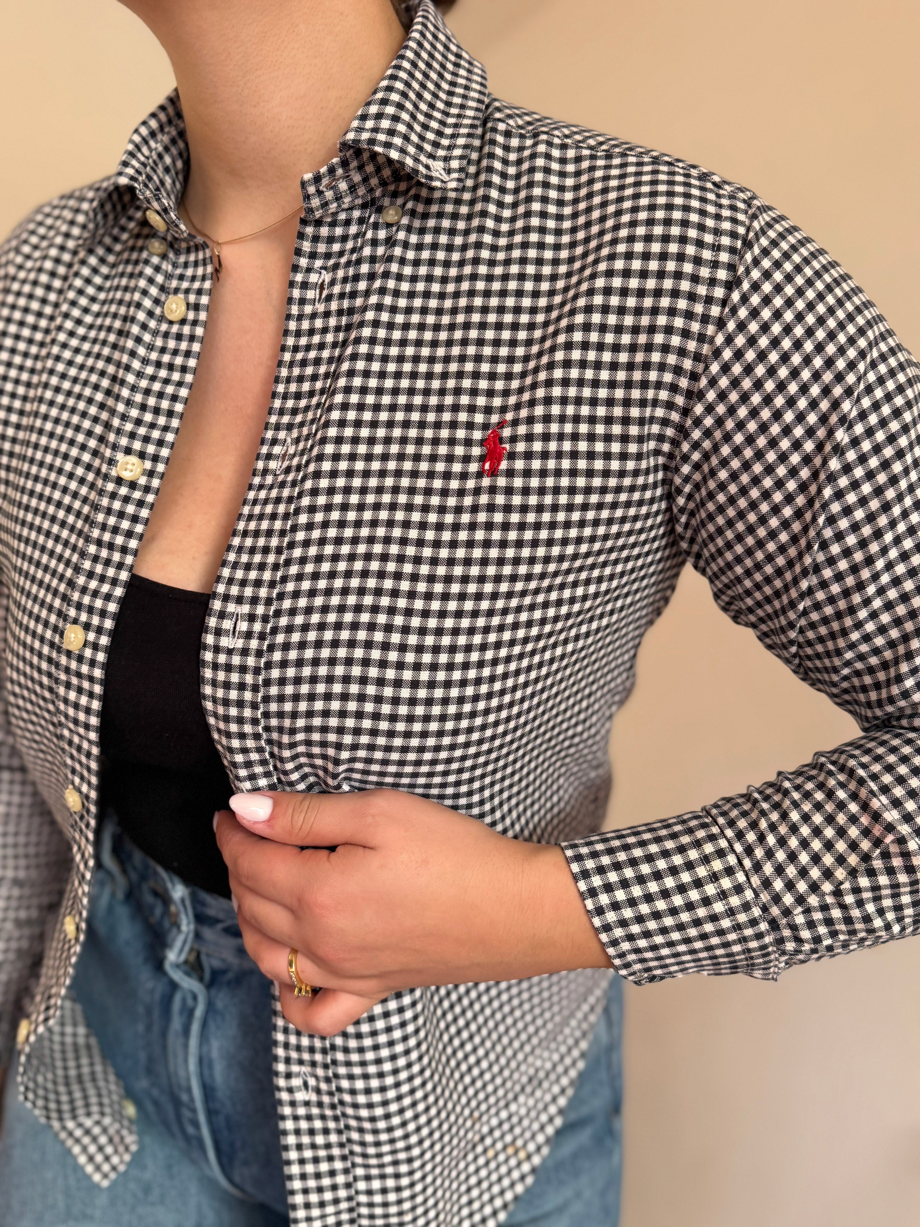 Ralph Lauren Black Plaid Shirt 100% Cotton