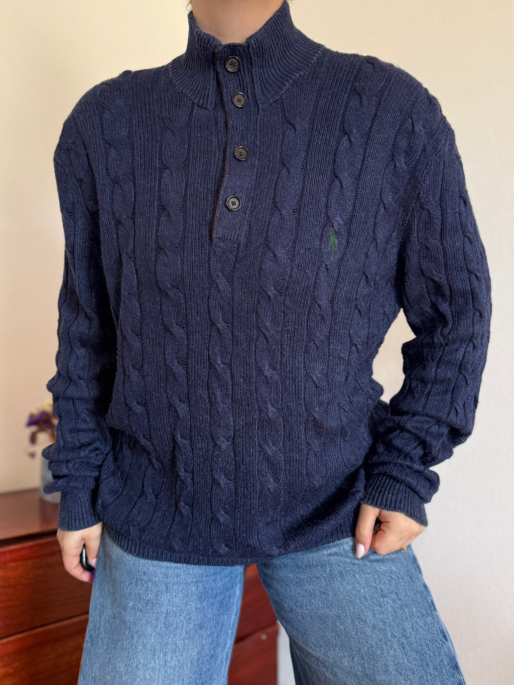 Polo Ralph Lauren 1/4 Button up Sweater 100% Silk
