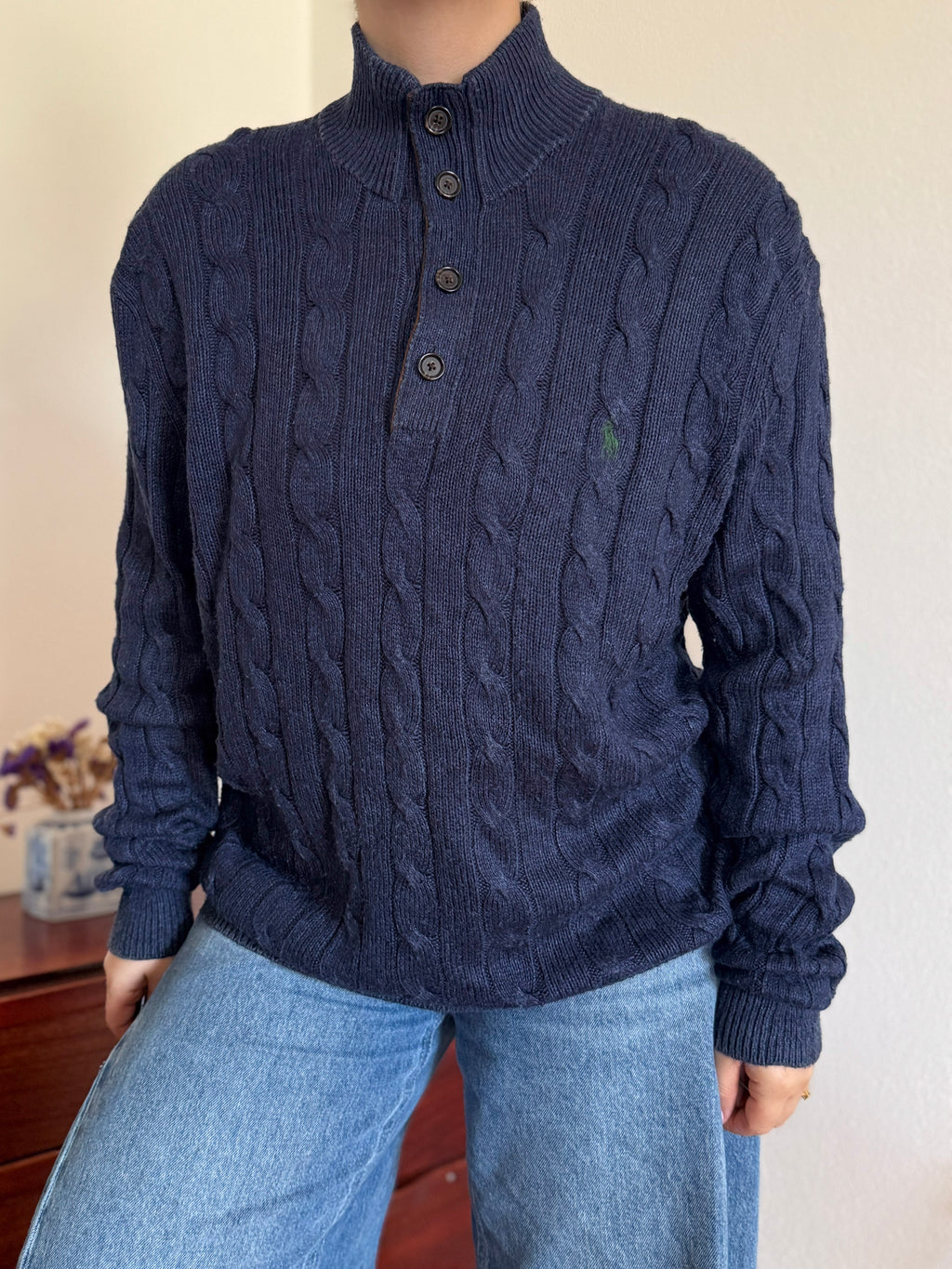 Polo Ralph Lauren 1/4 Button up Sweater 100% Silk