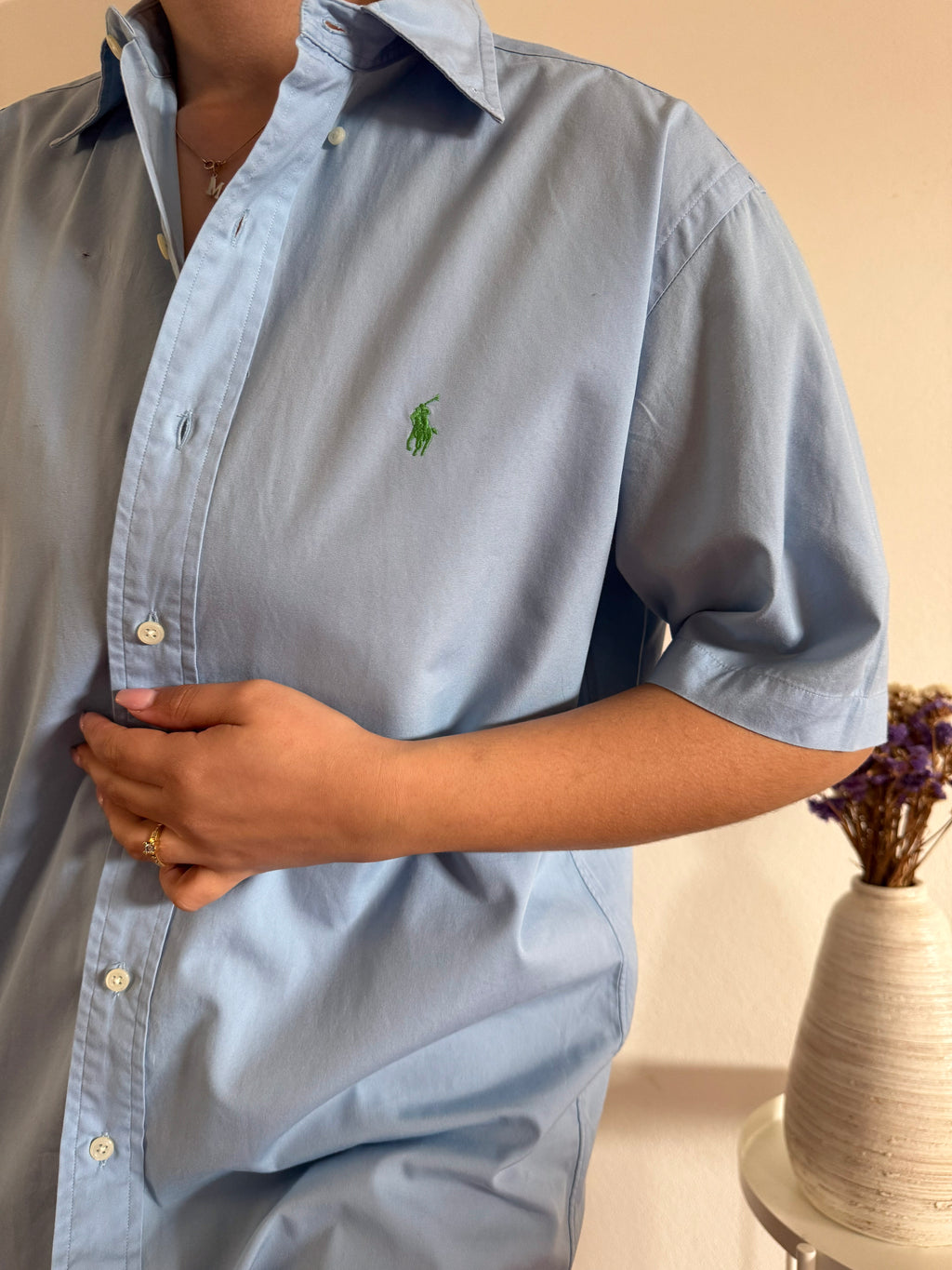 Ralph Lauren Shirt Plain Blue 100% Cotton