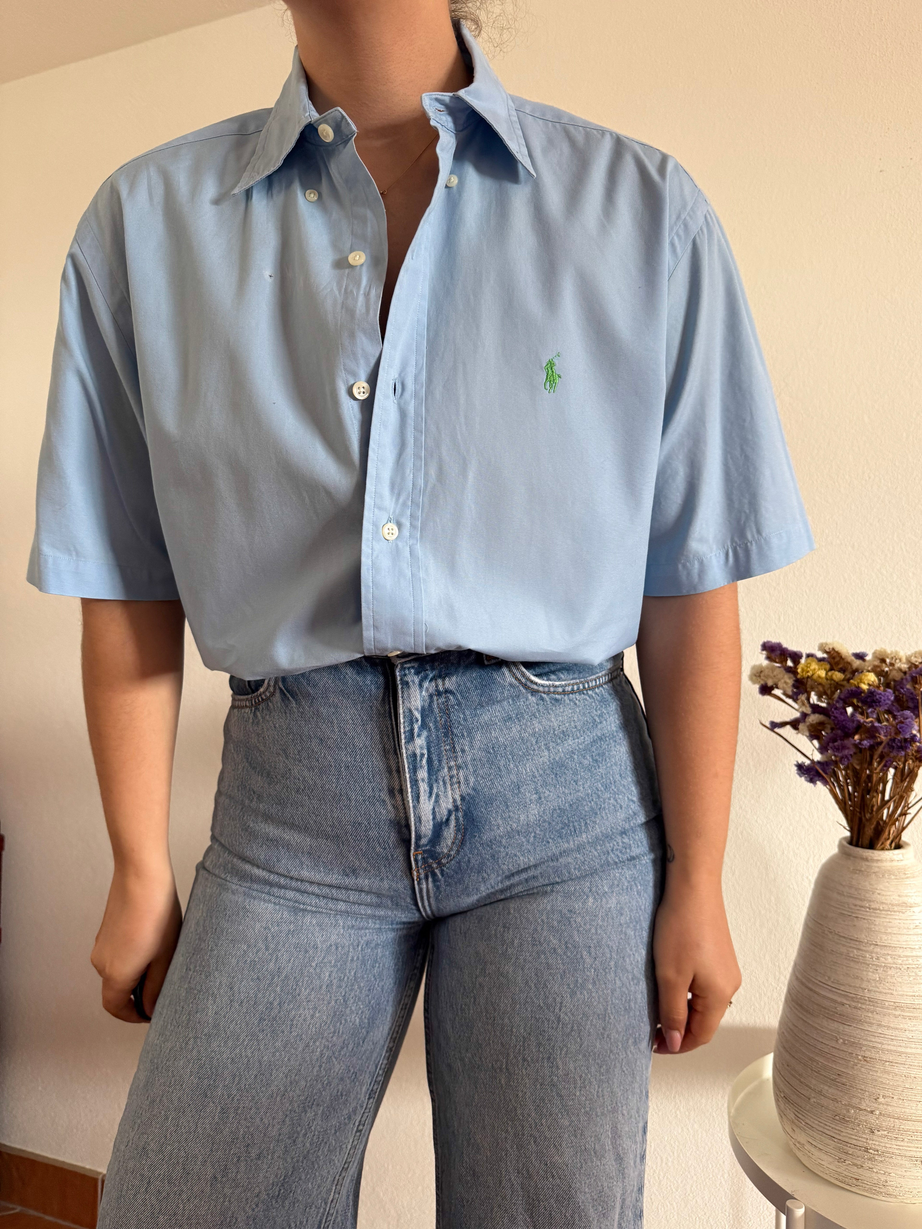 Ralph Lauren Shirt Plain Blue 100% Cotton