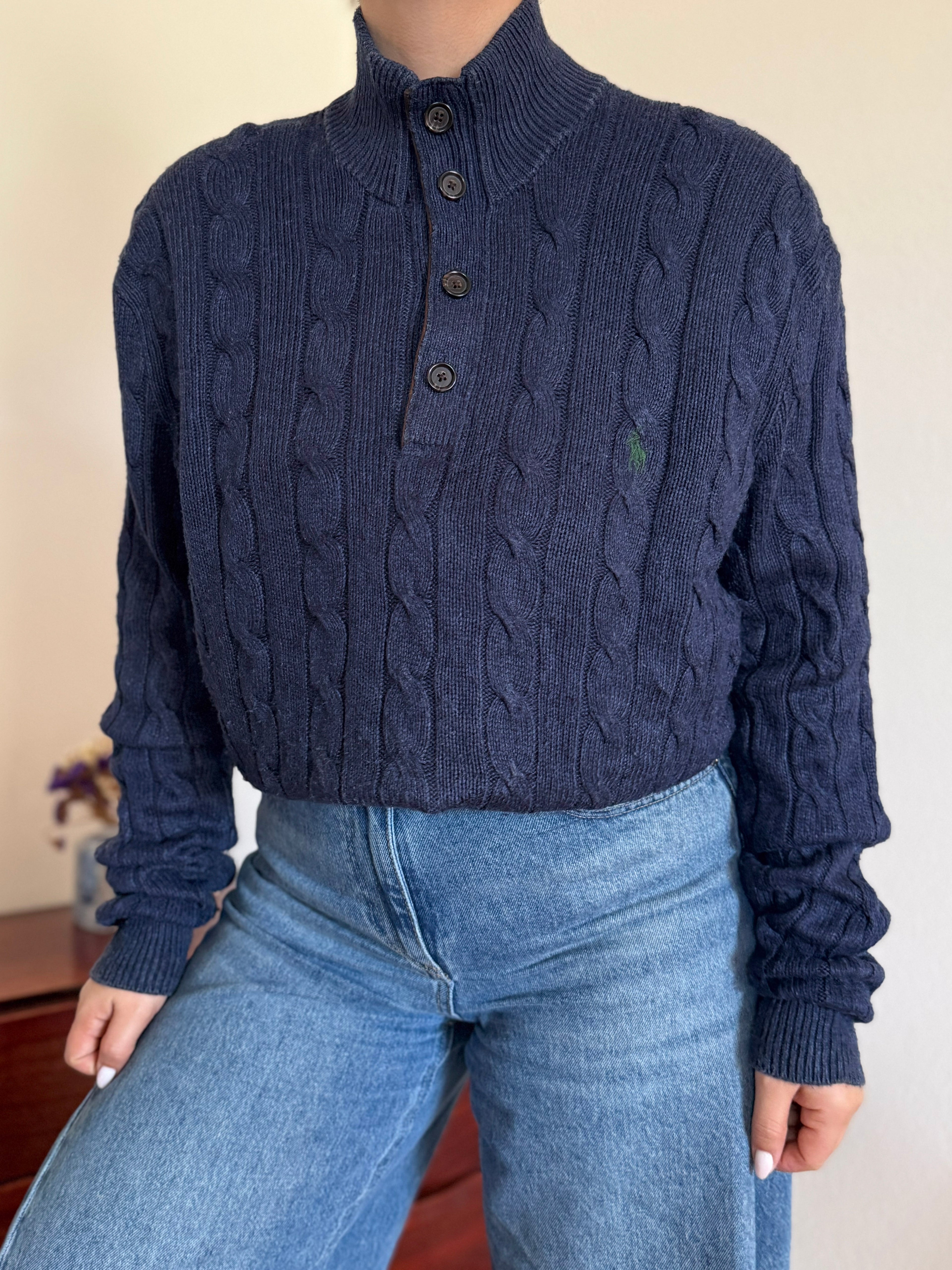 Polo Ralph Lauren 1/4 Button up Sweater 100% Silk