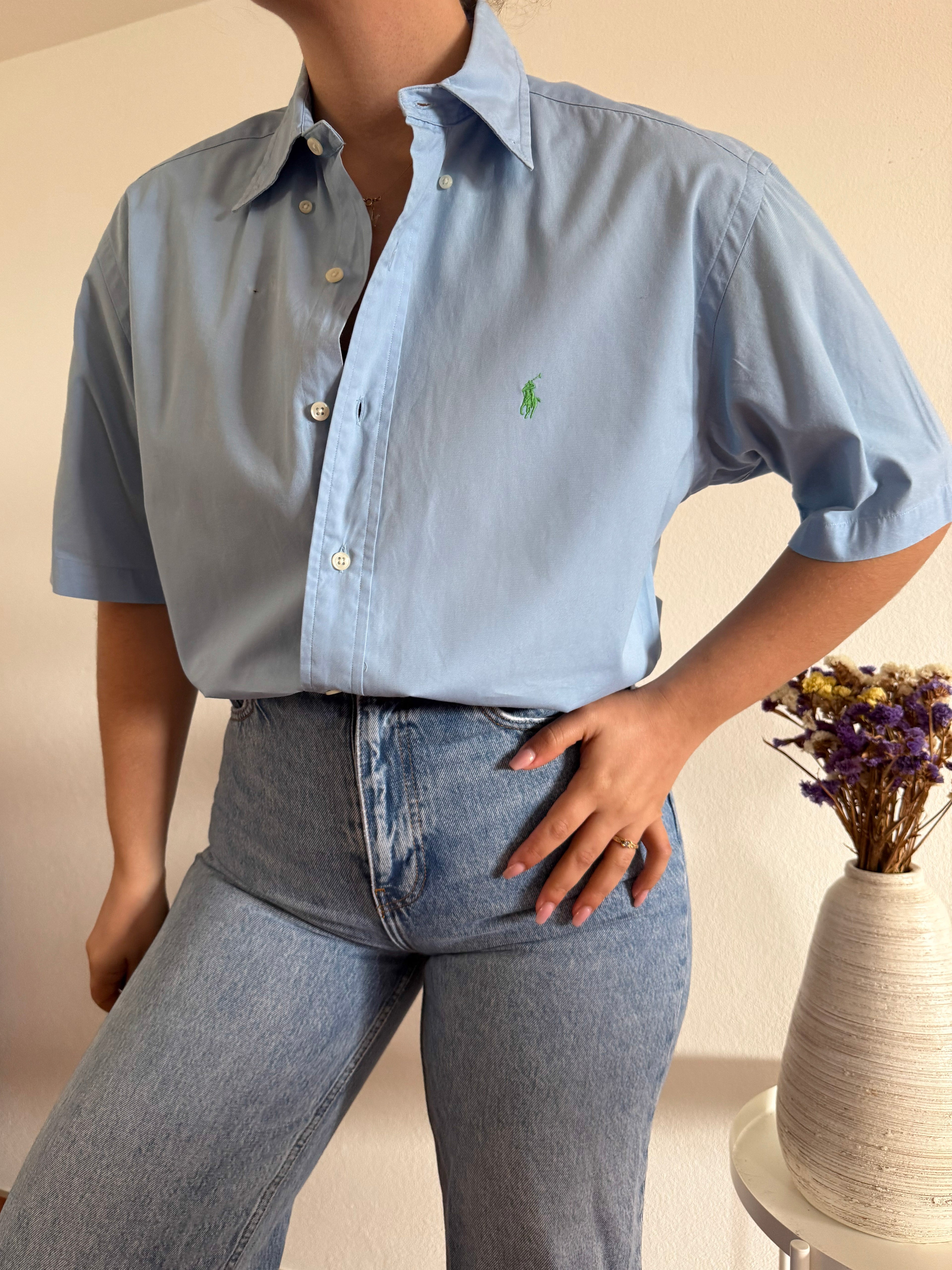 Ralph Lauren Shirt Plain Blue 100% Cotton