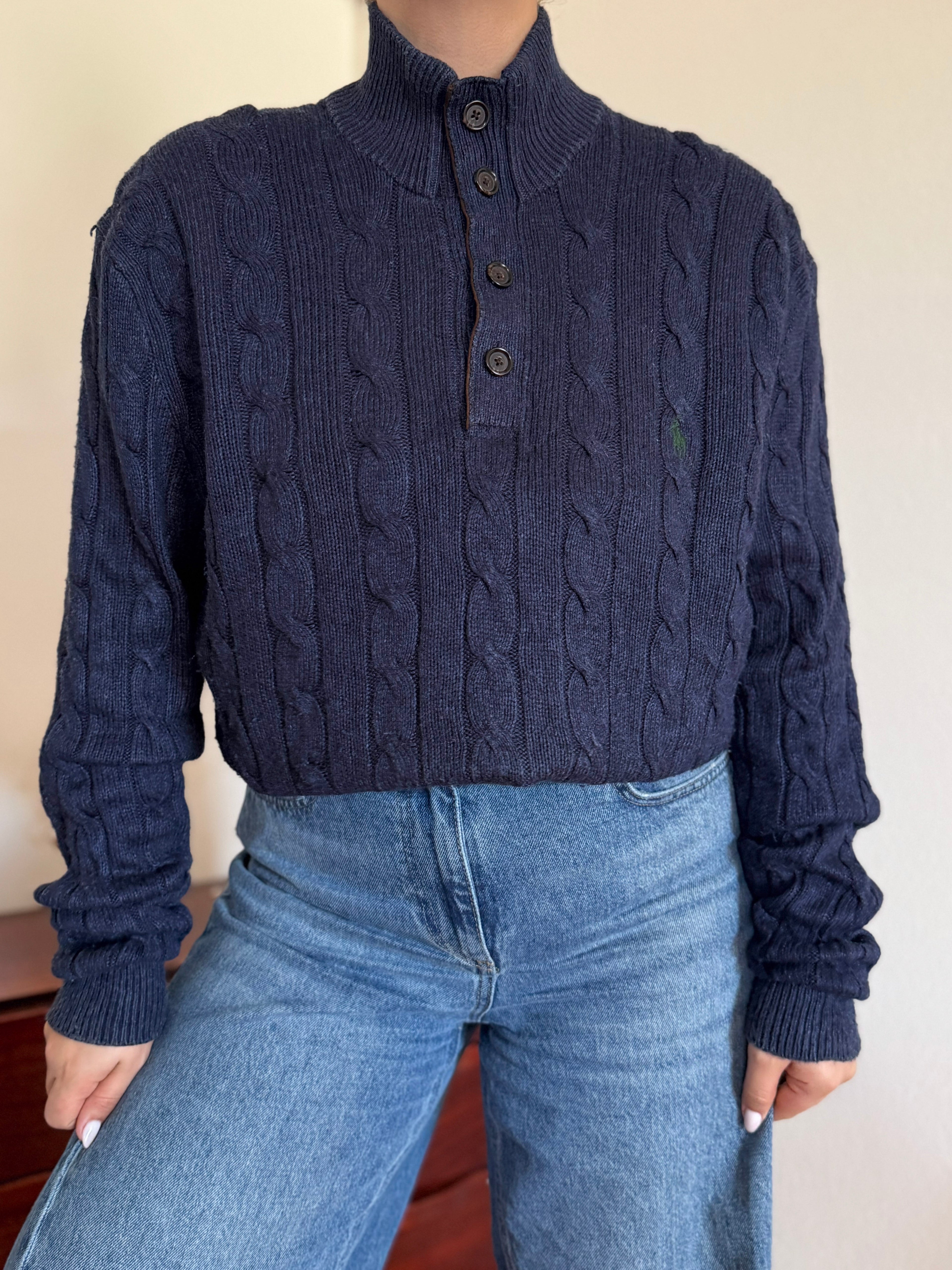 Polo Ralph Lauren 1/4 Button up Sweater 100% Silk