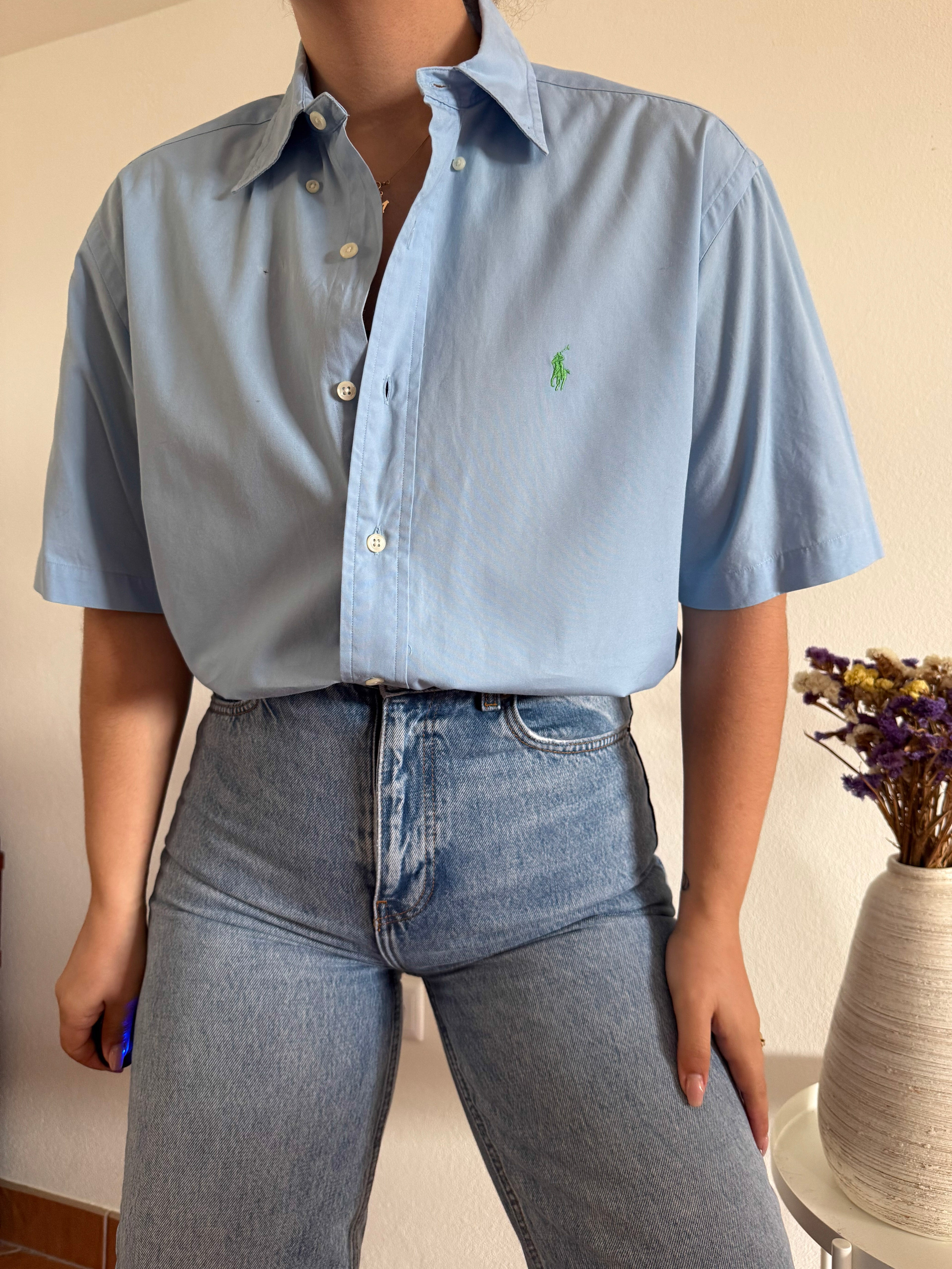 Ralph Lauren Shirt Plain Blue 100% Cotton