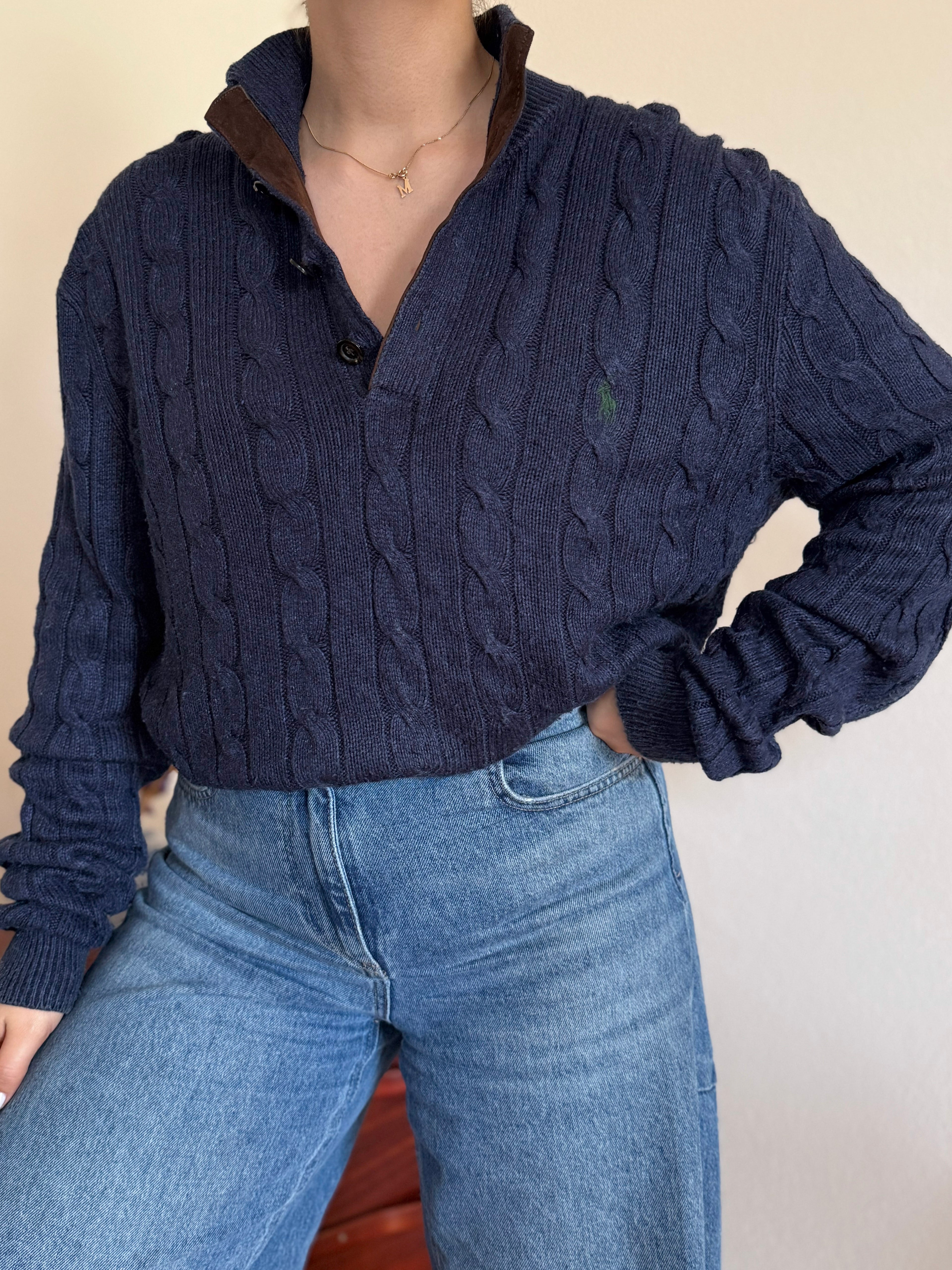 Polo Ralph Lauren 1/4 Button up Sweater 100% Silk