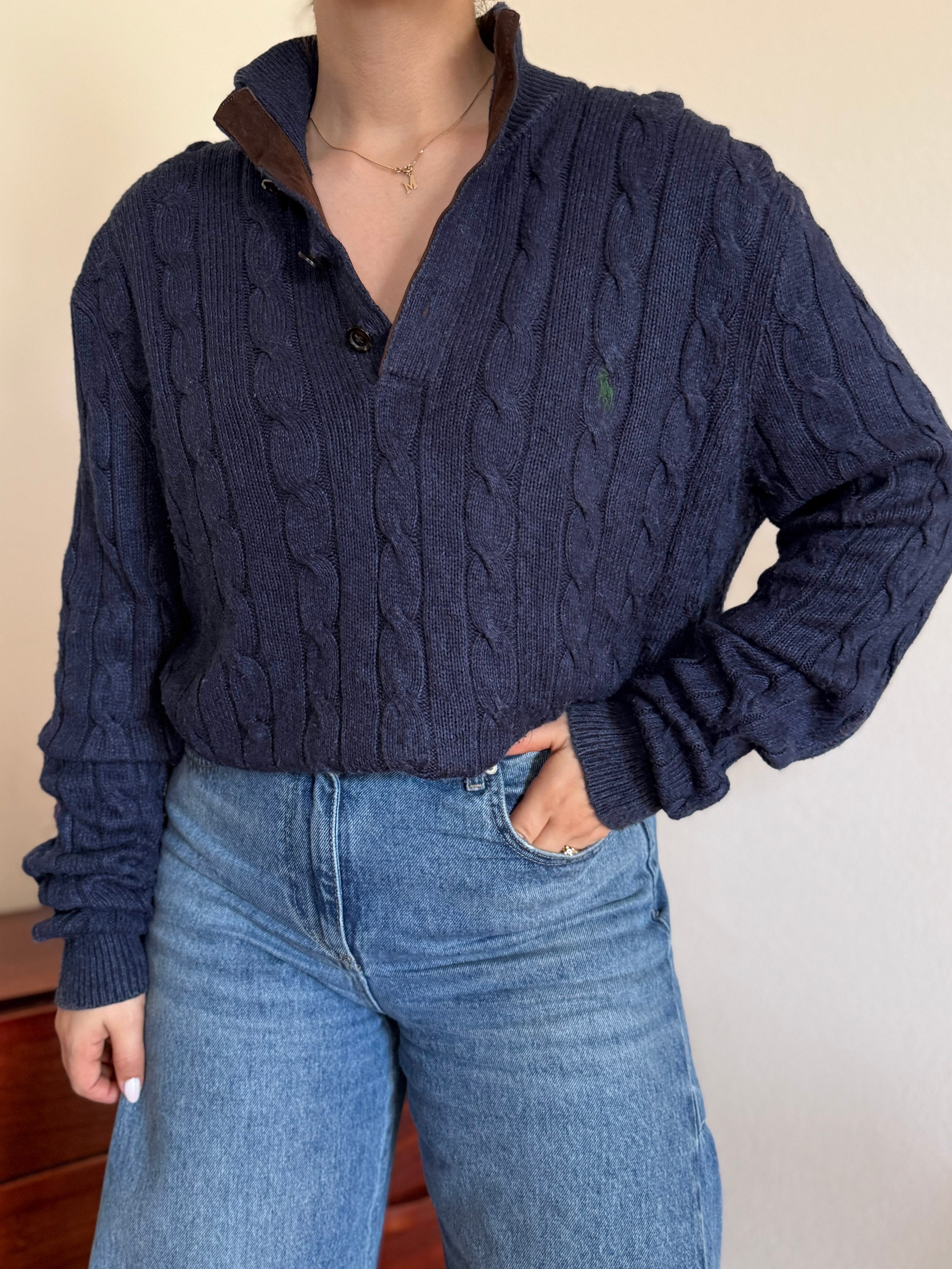 Polo Ralph Lauren 1/4 Button up Sweater 100% Silk