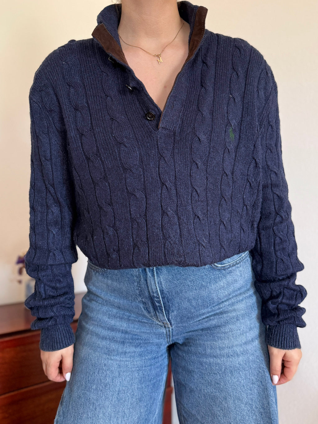 Polo Ralph Lauren 1/4 Button up Sweater 100% Silk