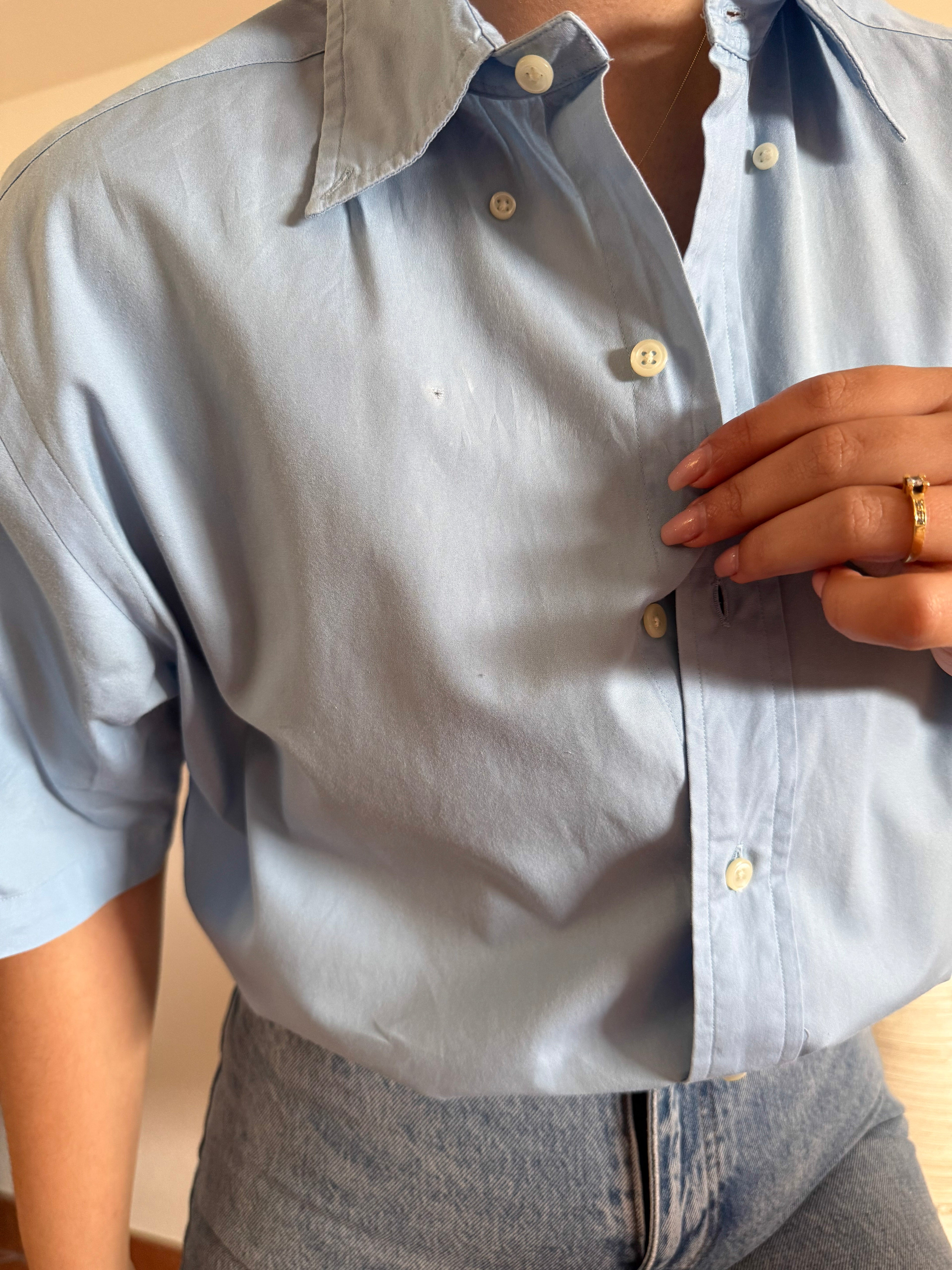 Ralph Lauren Shirt Plain Blue 100% Cotton