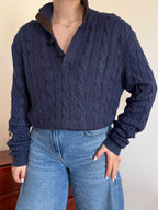 Polo Ralph Lauren 1/4 Button up Sweater 100% Silk