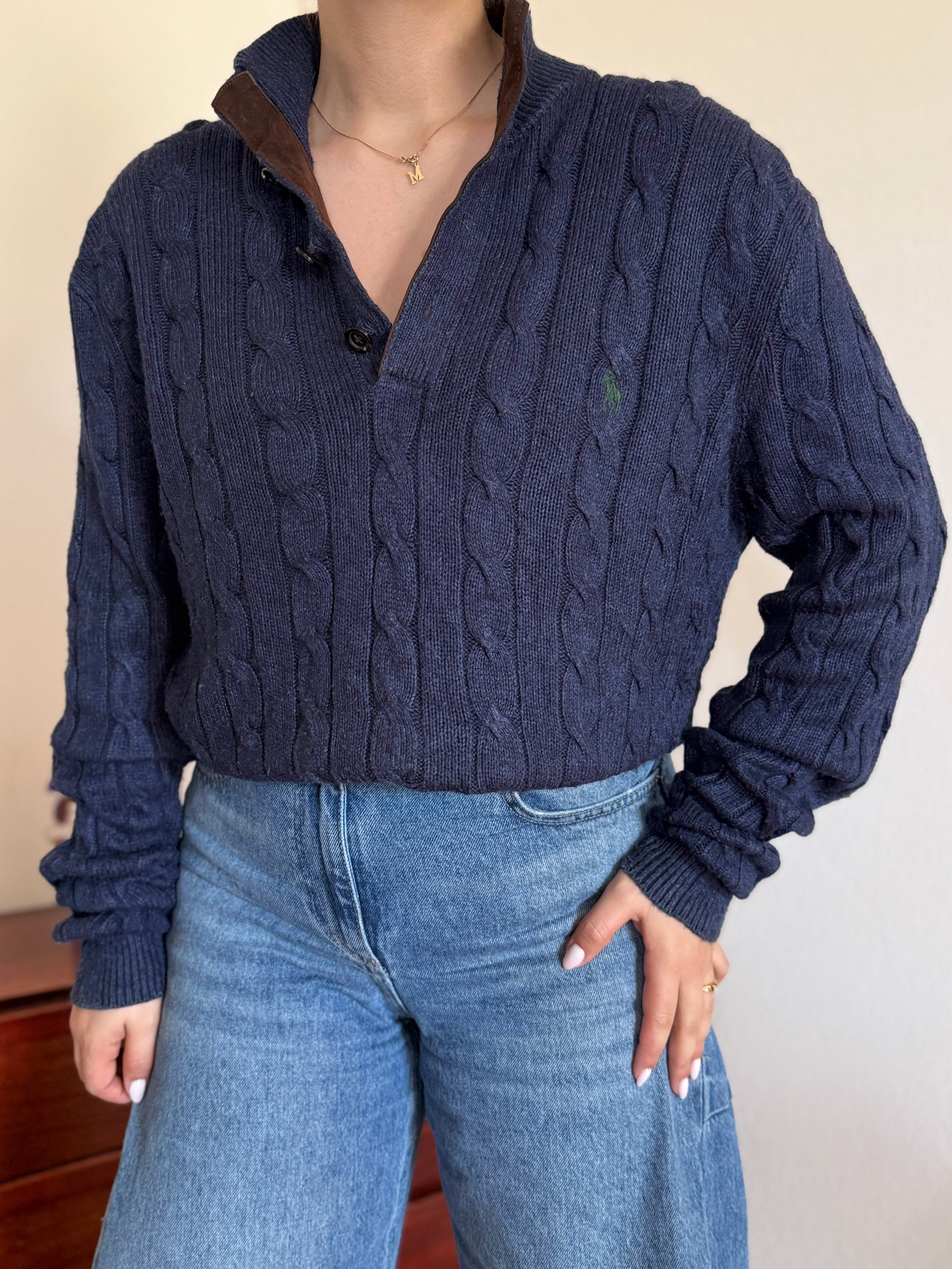 Polo Ralph Lauren 1/4 Button up Sweater 100% Silk