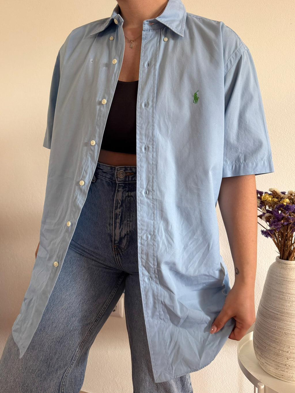 Ralph Lauren Shirt Plain Blue 100% Cotton