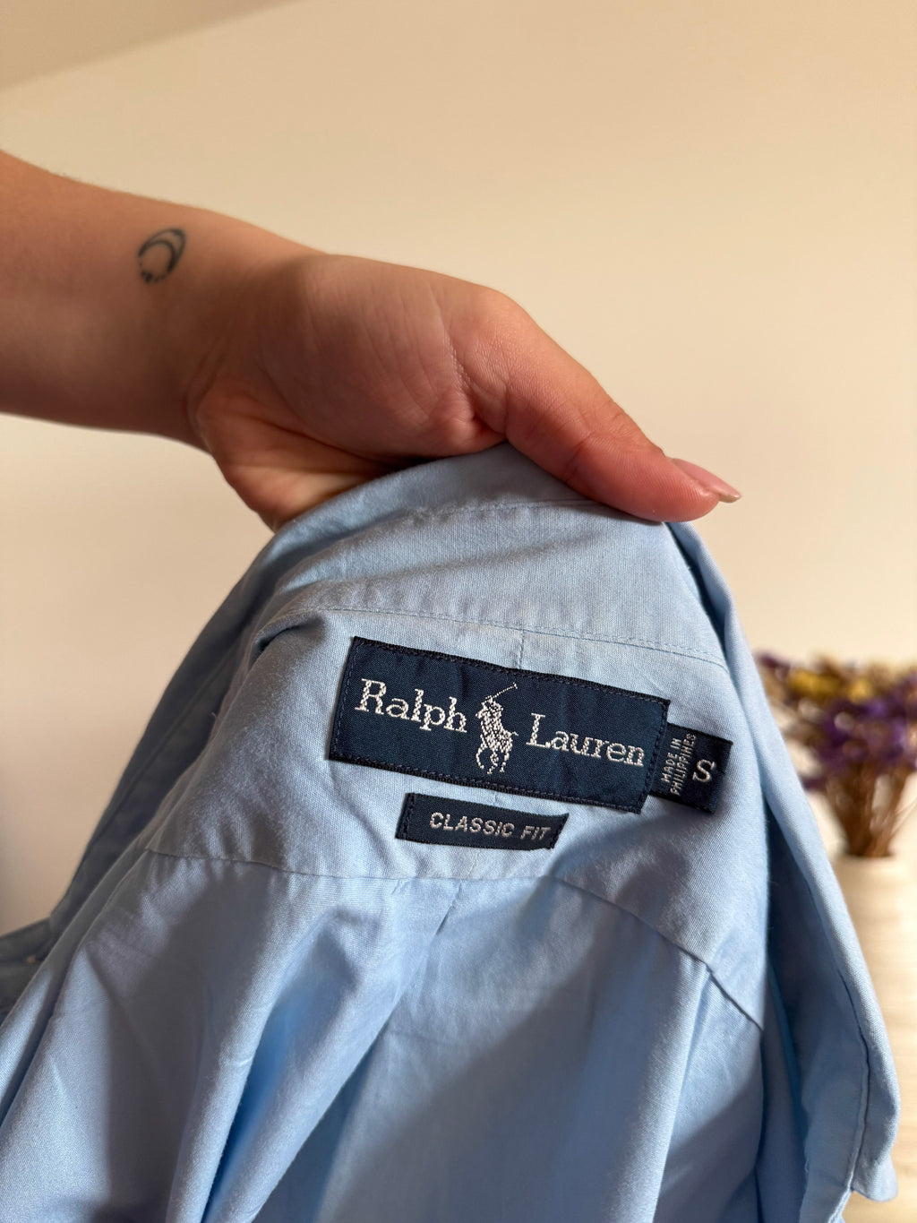 Ralph Lauren Shirt Plain Blue 100% Cotton