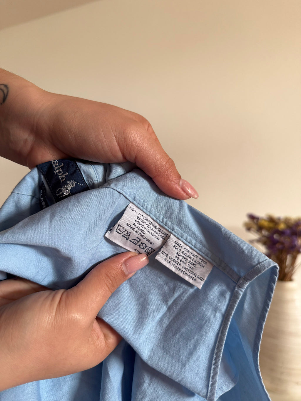 Ralph Lauren Shirt Plain Blue 100% Cotton