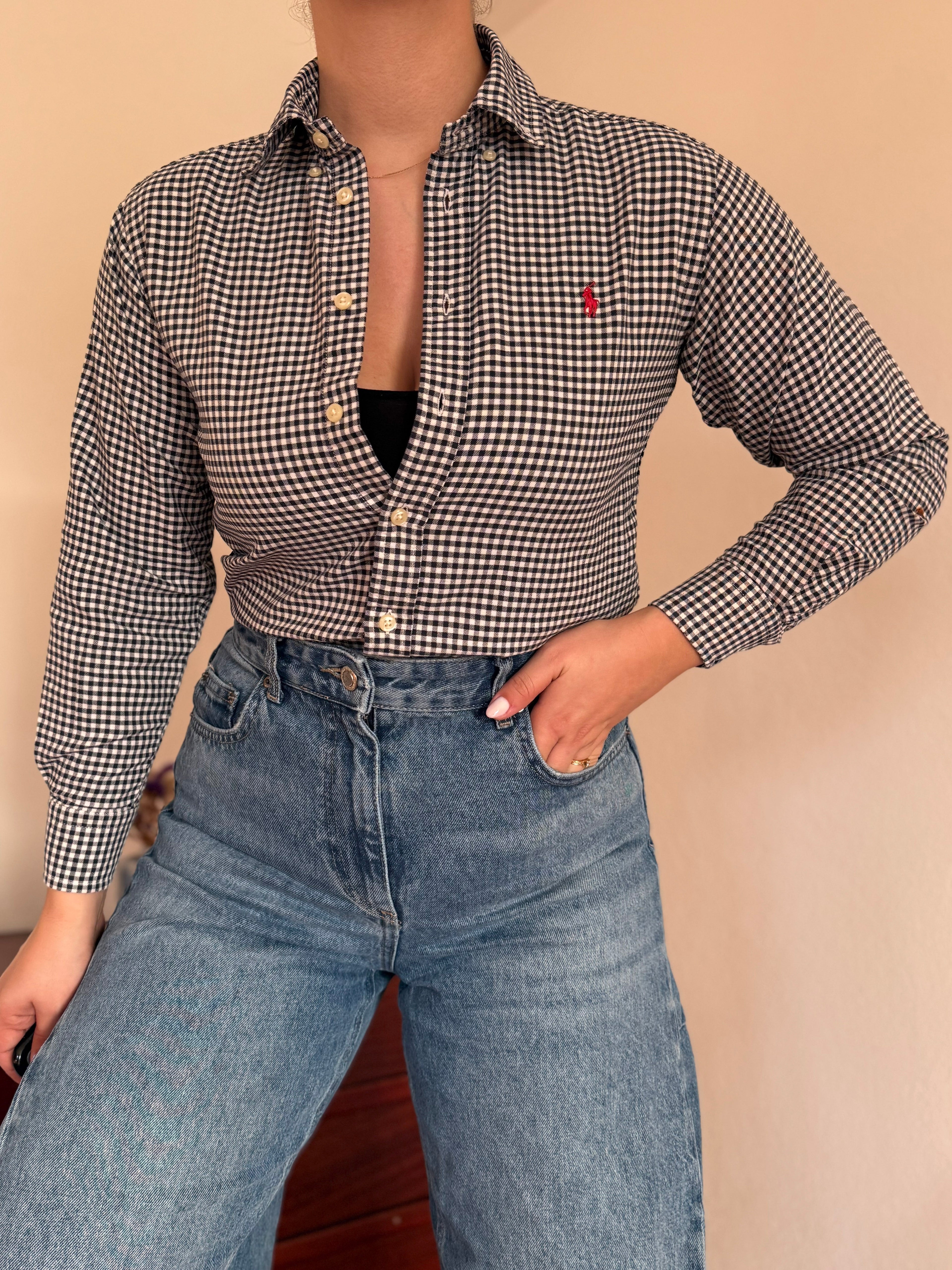 Ralph Lauren Black Plaid Shirt 100% Cotton